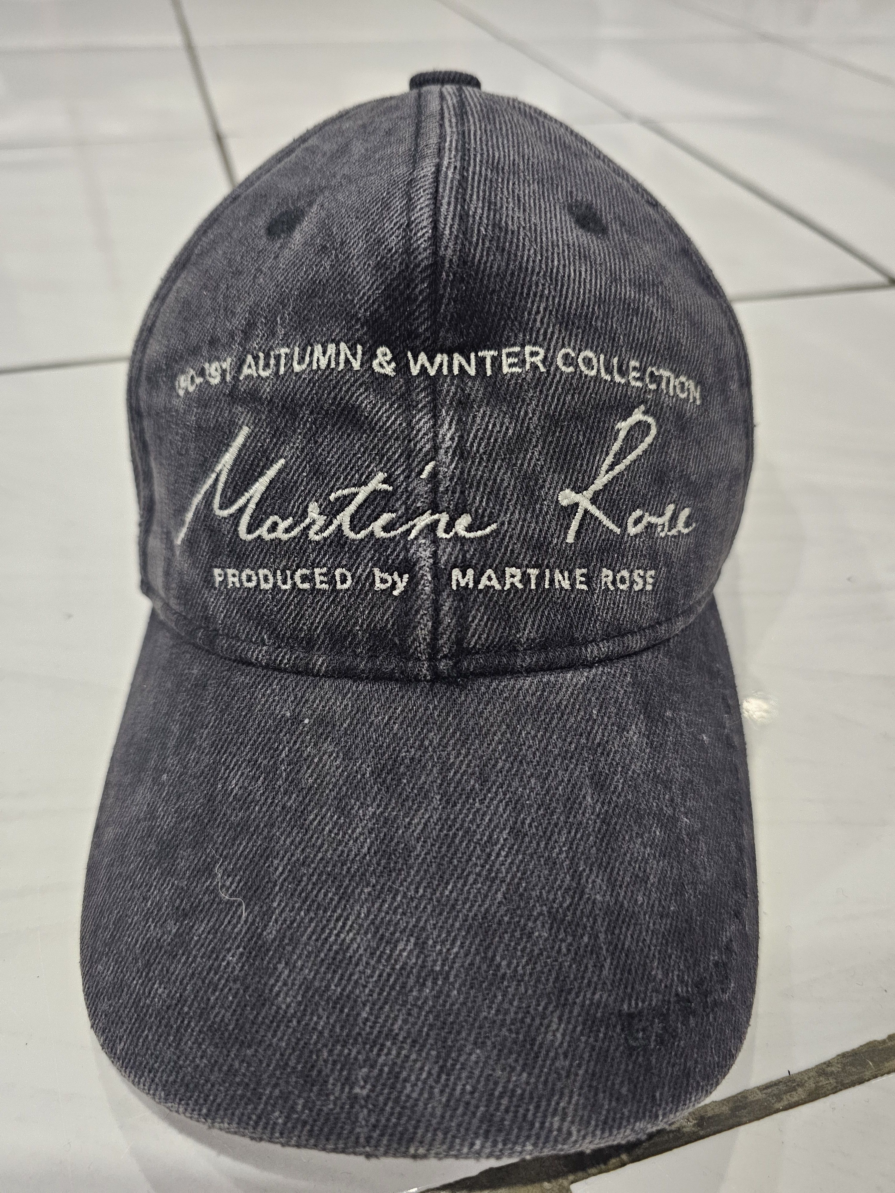 Martine Rose Signature Cap in washed black denim