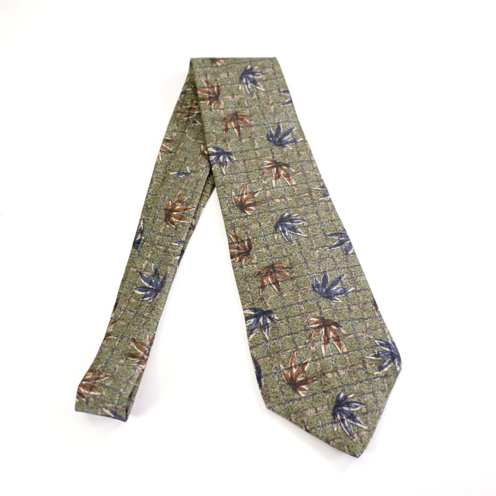 Hunt Club Hunt Club Green Floral Print Short Wide Italian Silk Tie Size ONE SIZE - 6 Thumbnail
