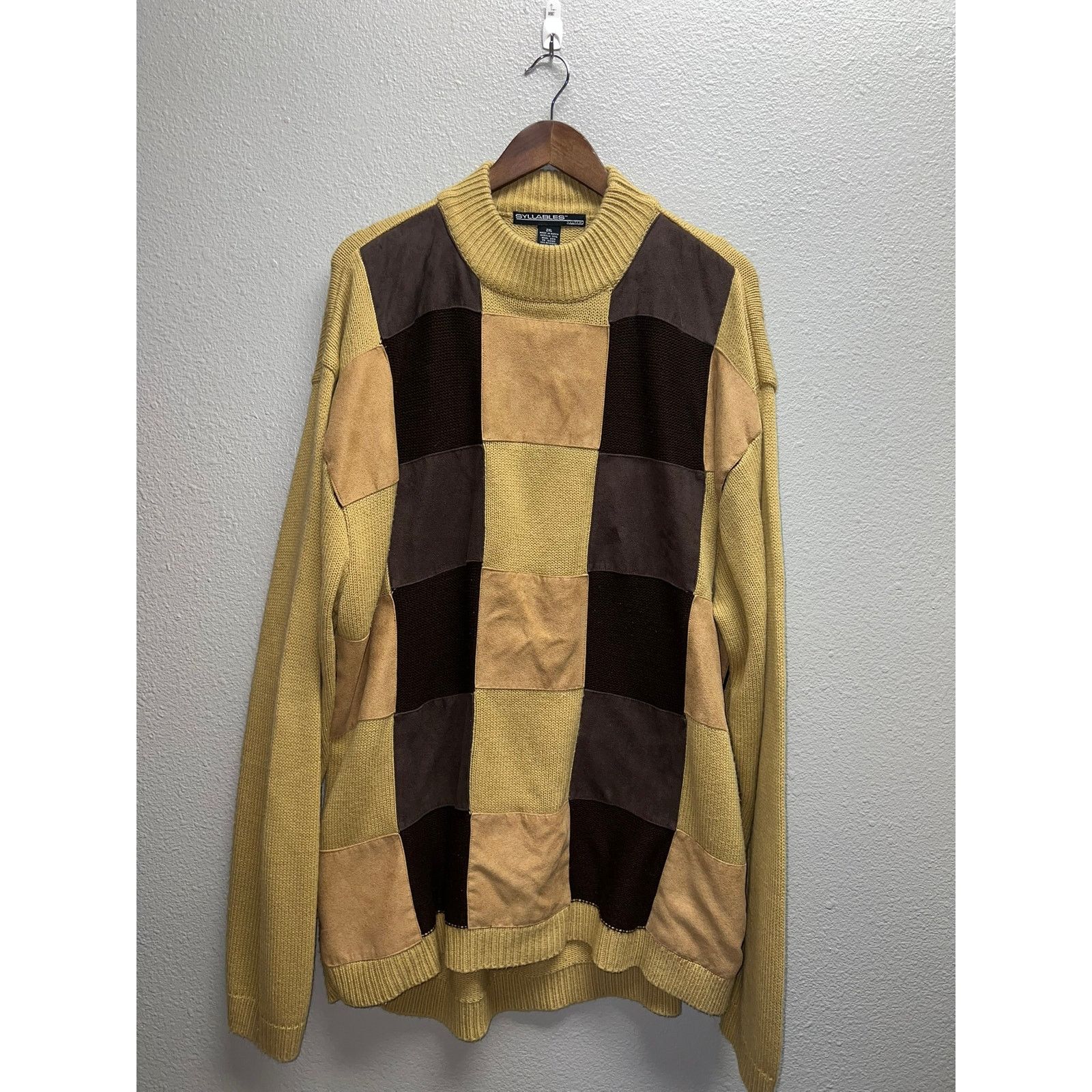 Vintage Vintage Syllables System Sweater Brown Beigh Patchwork VTG 2 Size US XXL / EU 58 / 5 - 1 Thumbnail