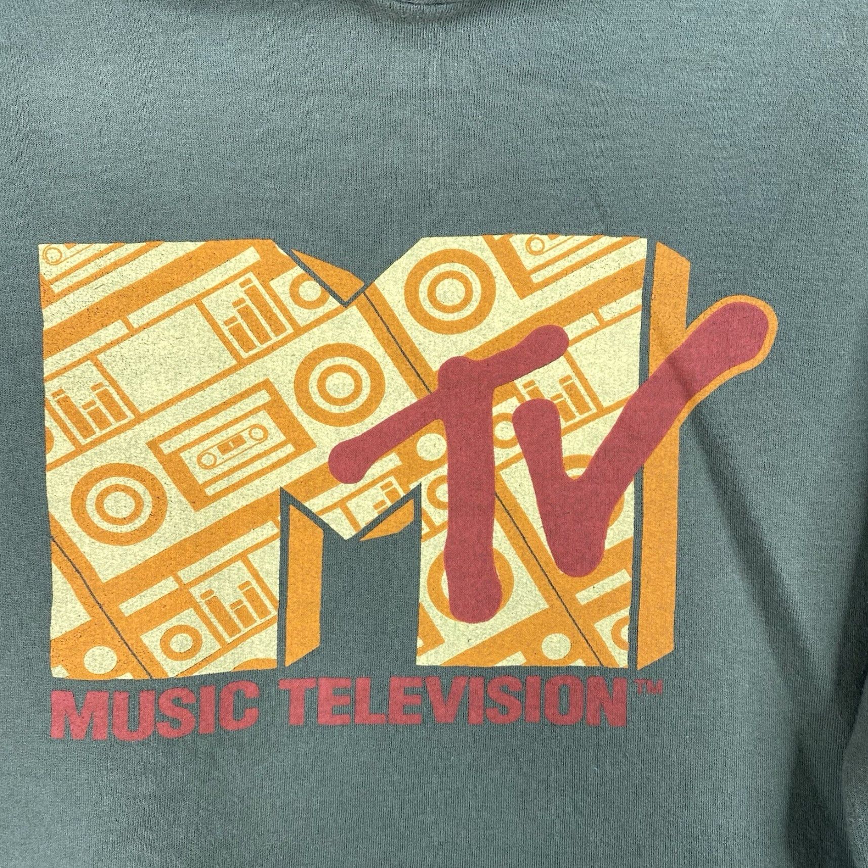 Etro MTV Cropped Hoodie Sweatshirt Womens Size S Green Long Sleeve Cotton Retro Music Size S / US 4 / IT 40 - 2 Thumbnail