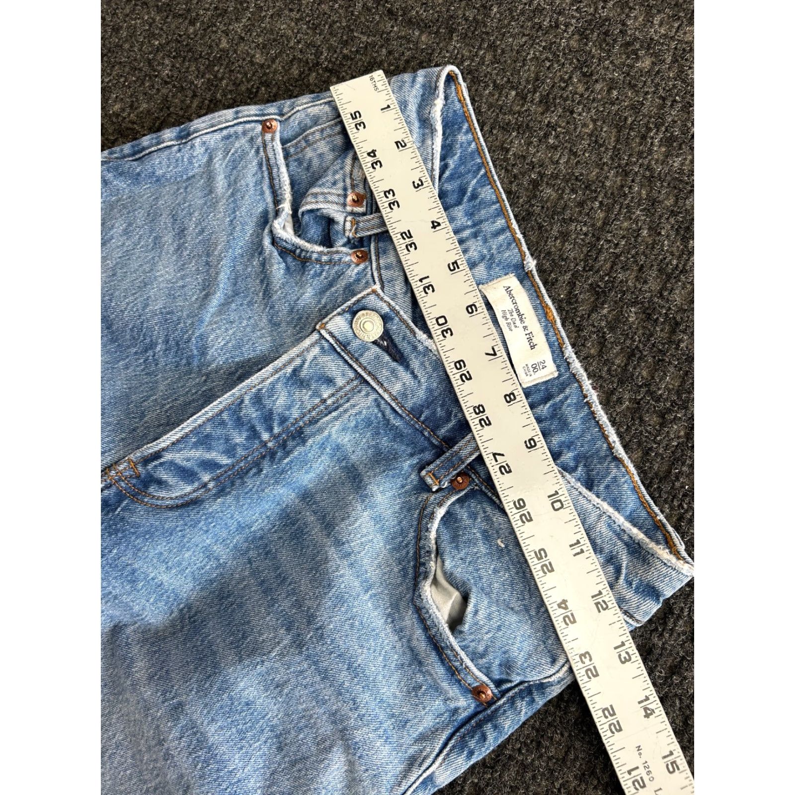 Abercrombie & Fitch Abercrombie & Fitch The Dad Jeans Womens 00 24 in Blue Cotton Denim 5-Pocket High Rise Regular 31 in 90s Love Retro Distressed Logo Zipper Button Mom Size 24" / US 00 / IT 34 - 6 Thumbnail