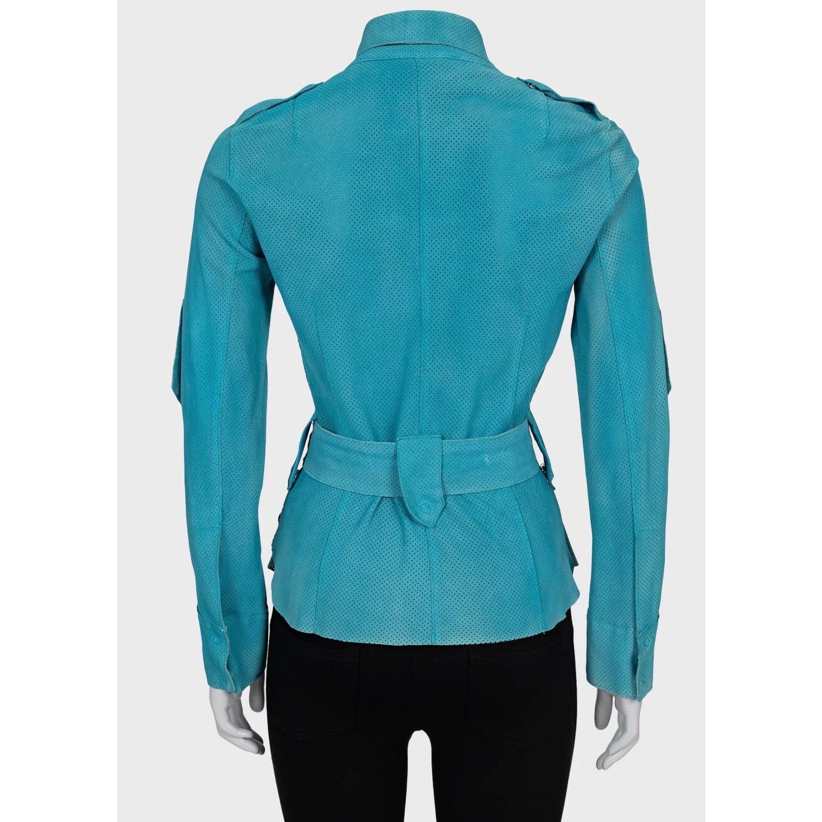 Dolce & Gabbana Dolce & Gabbana Perforated Leather Shirt - Light Blue, M Size M / US 6-8 / IT 42-44 - 3 Thumbnail