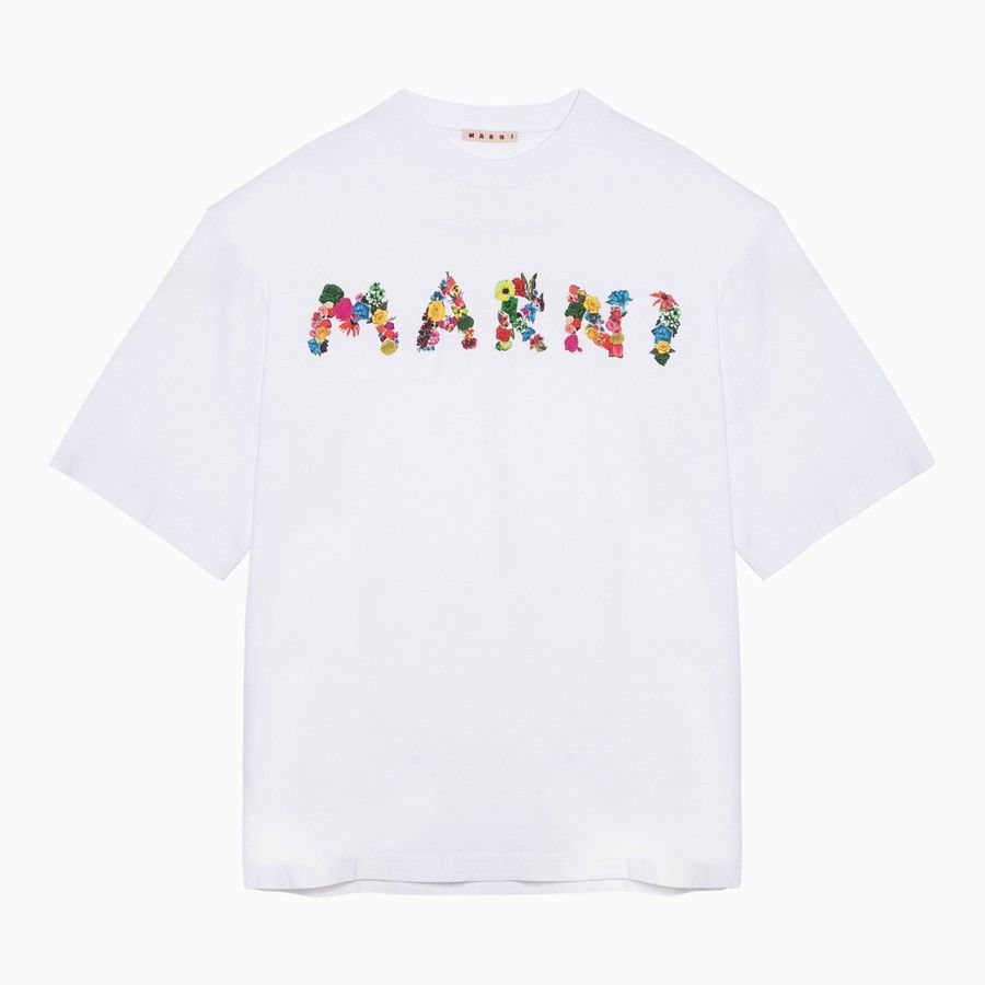 image of Marni O1D2Blof0424 Logo T-Shirts In White, Men's (Size Small)