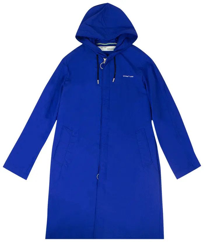 Off-White o1y0225 Logo Full-Length Jacket in Blue Size US XXS / EU 40 - 1 Thumbnail