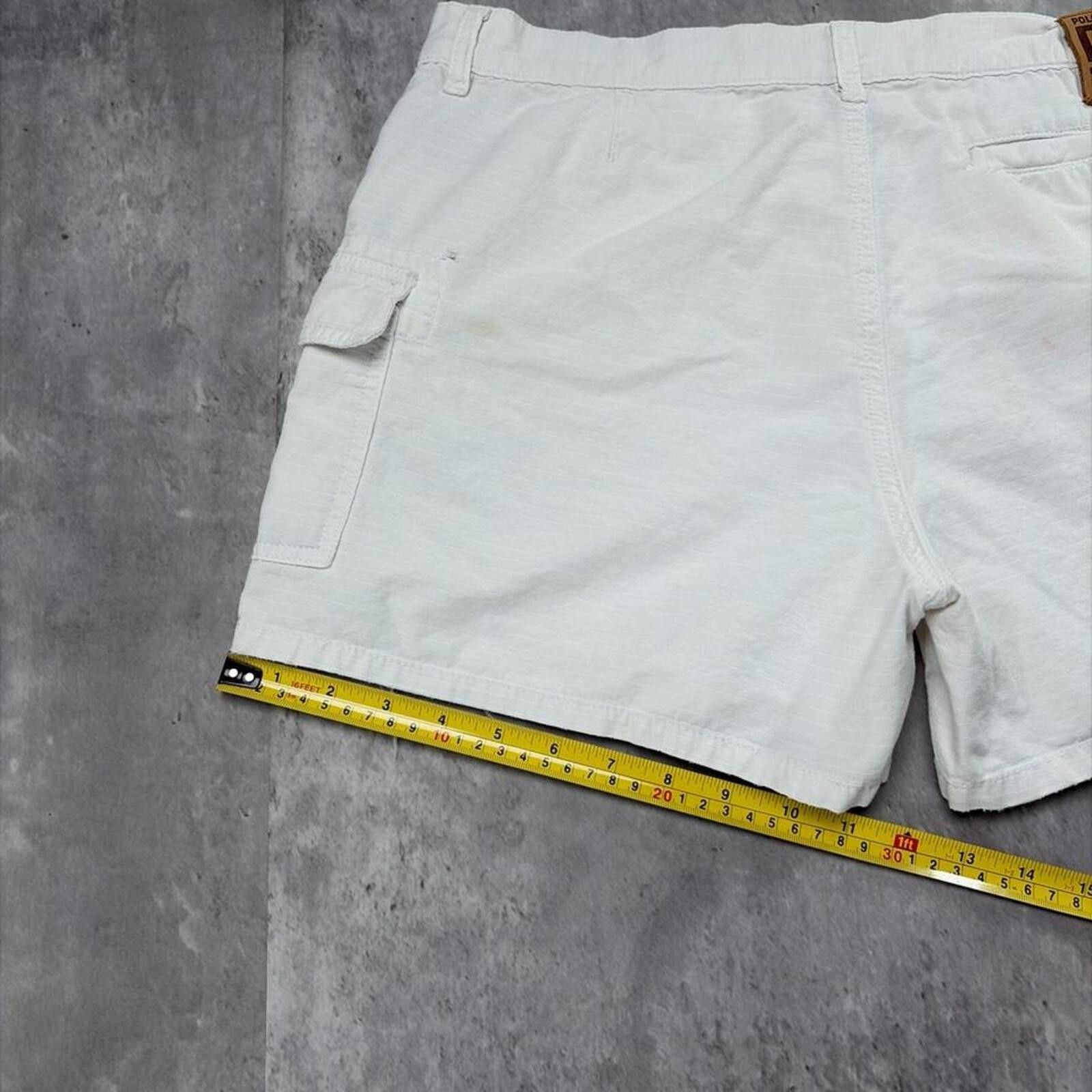 Polo Ralph Lauren Vintage White Polo Jeans Company Cargo Mini Shorts Size 34" / US 12 / IT 48 - 8 Thumbnail