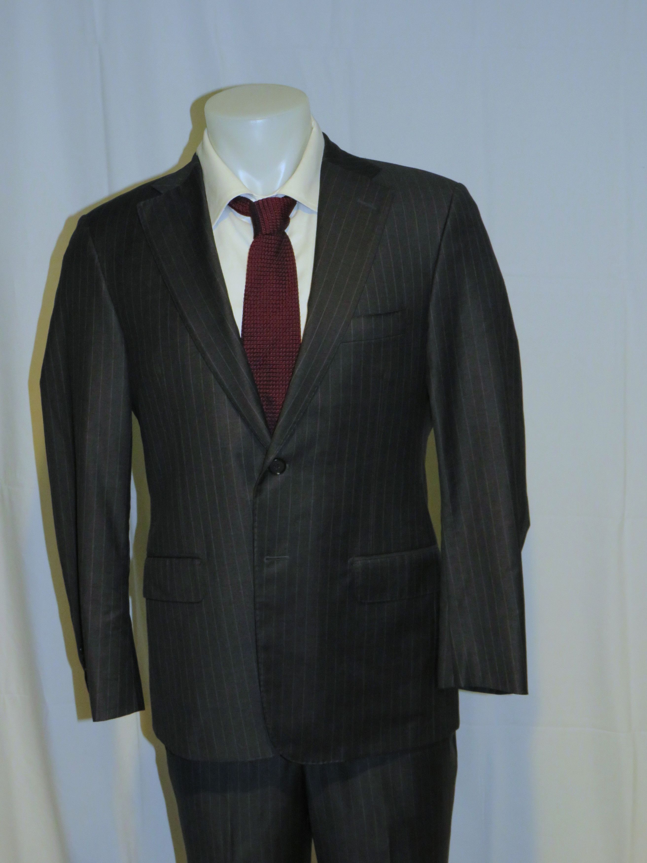 Loro Piana 150 Charcoal Stripe Custom Two Button Suit 40S