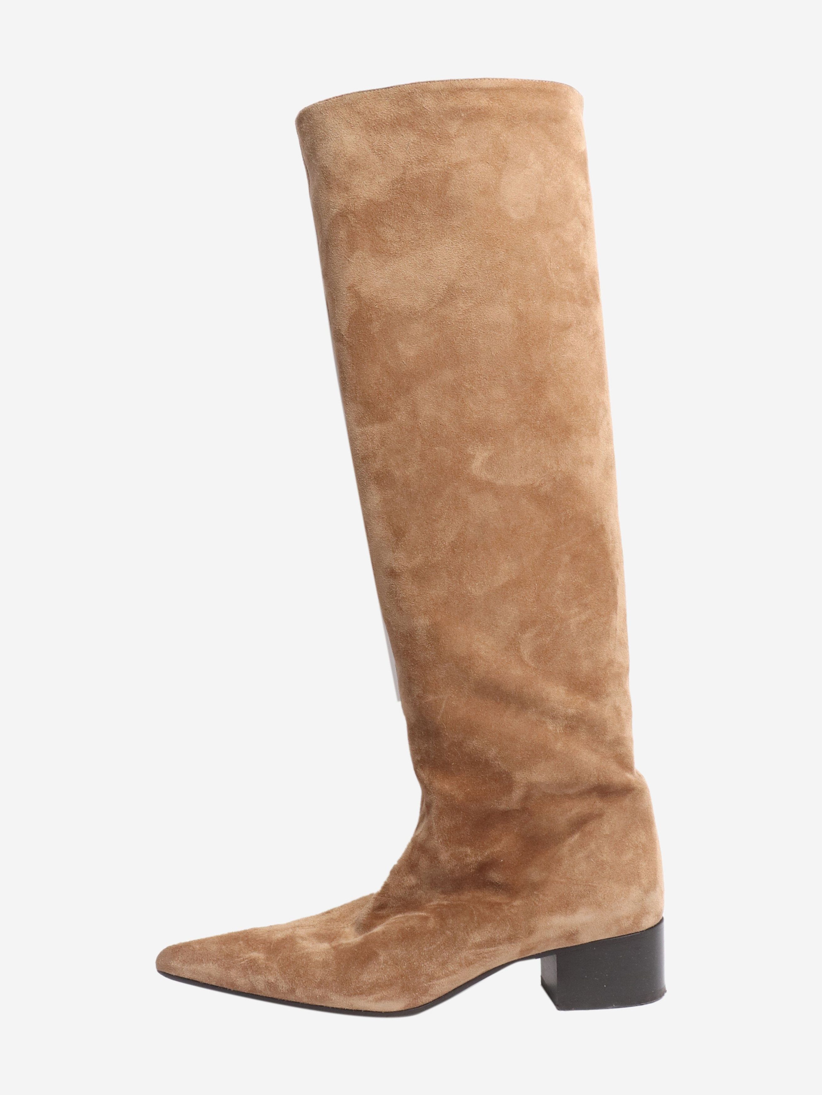 KHAITE Brown suede knee-high boots - EU 39 Size US 8 / IT 38 - 1 Thumbnail