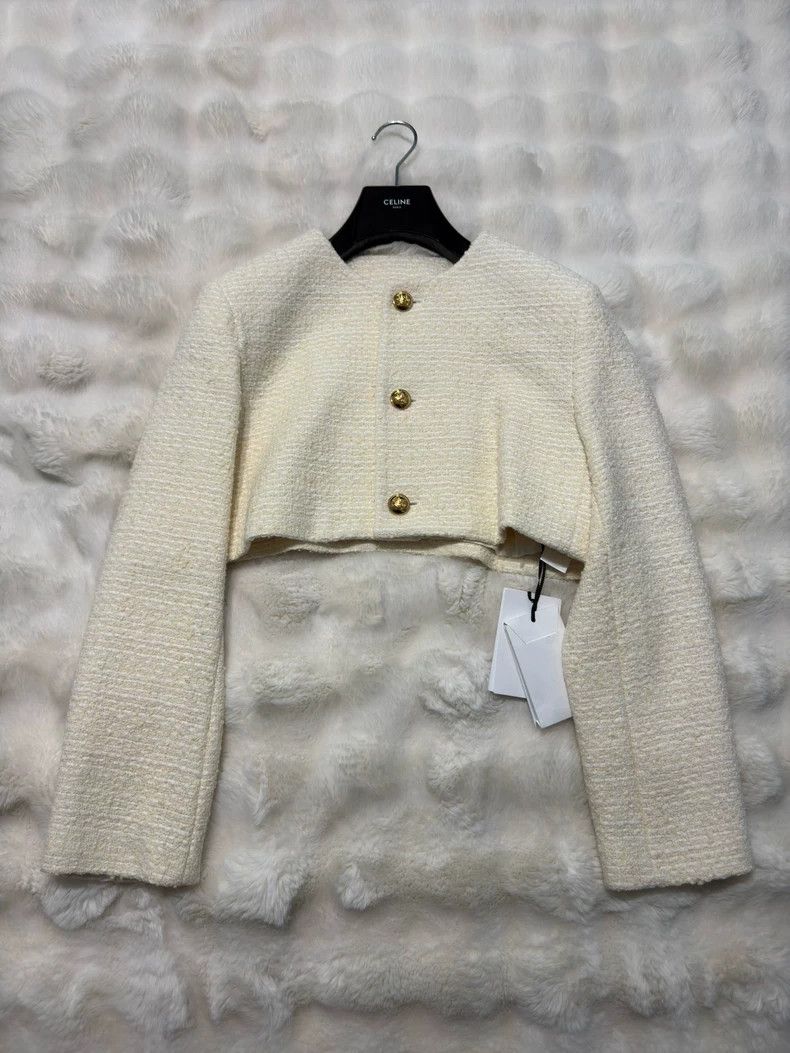 CELINE size 40 Tweed Arc de Triomphe hunting jacket coat