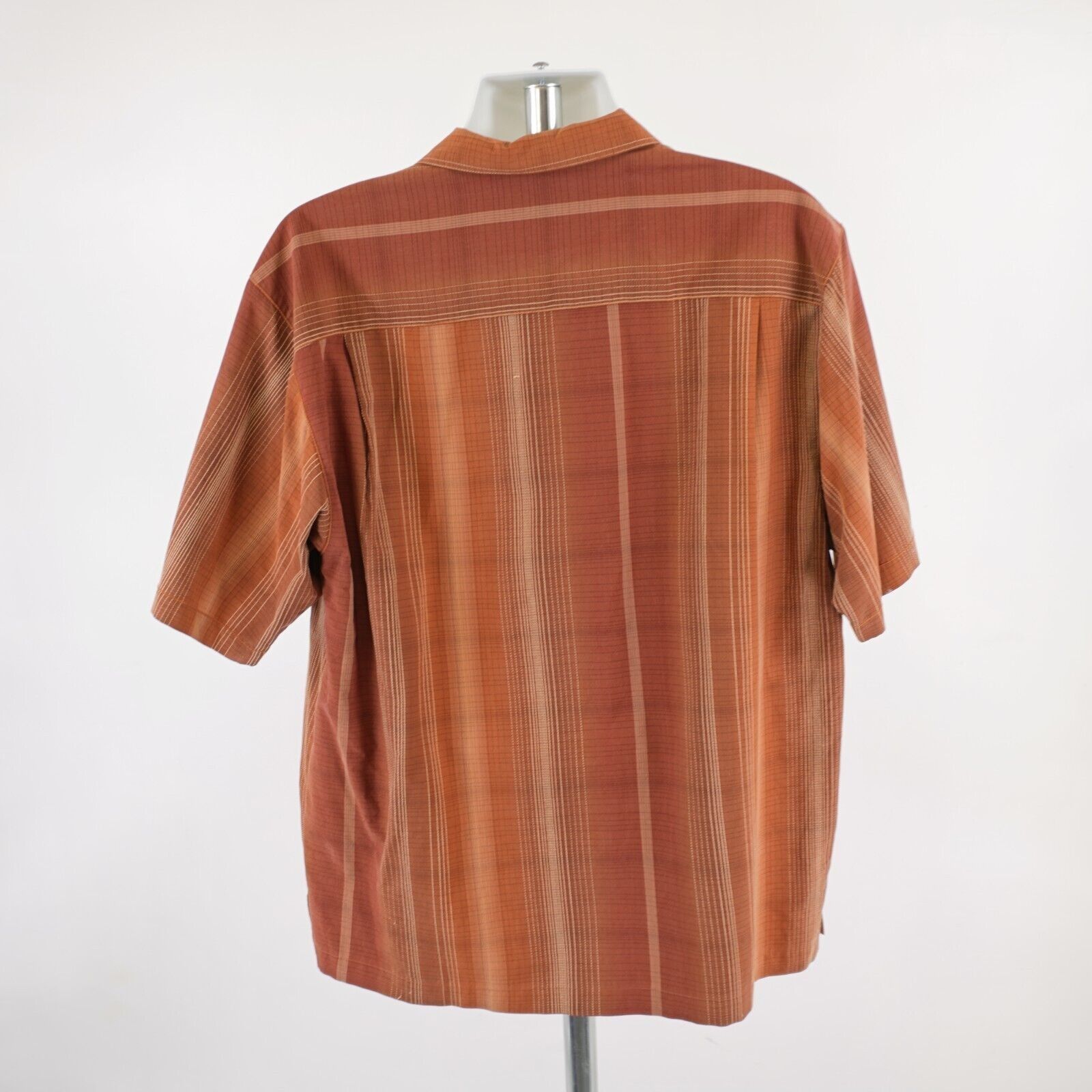 Tommy Bahama Tommy Bahama Orange Brown Silk Hawaiian Large Collared Dress Size US L / EU 52-54 / 3 - 6 Thumbnail