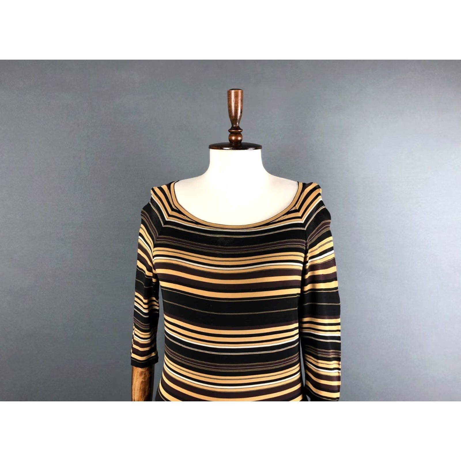 Max Mara Max Mara Blouse Striped Jersey Viscose Elastane Brown M Women's Top Regular Size M Crew/N/A Size M / US 6-8 / IT 42-44 - 5 Thumbnail