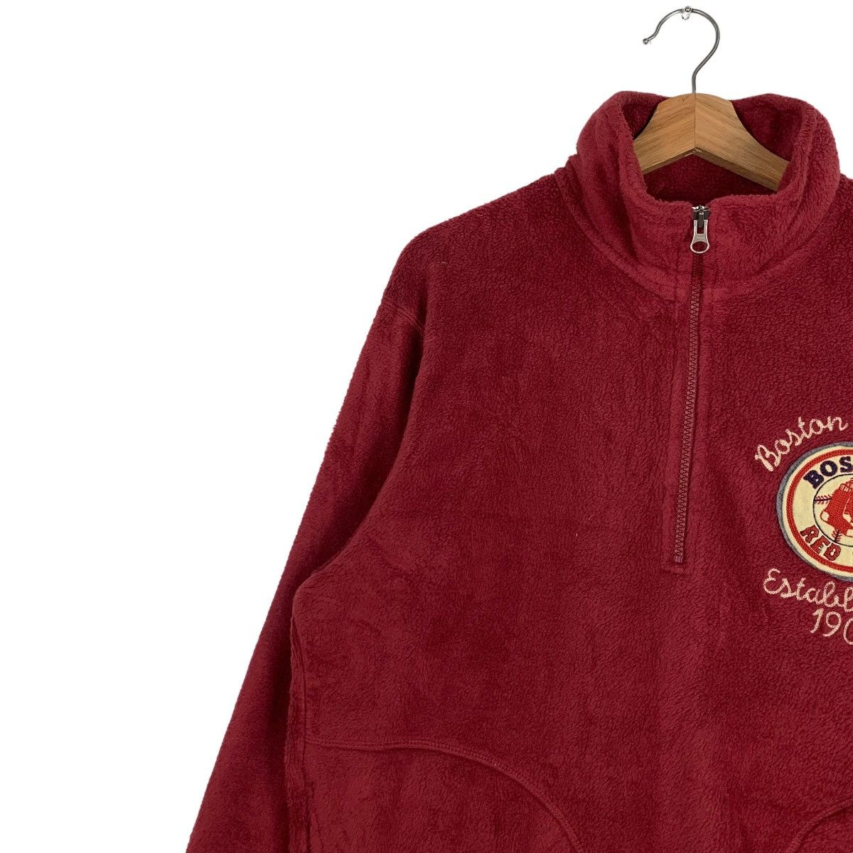 Japanese Brand MLB BOSTON RED SOX Half Zip Turtle Neck Fleece #0044-C3 Size US XL / EU 56 / 4 - 9 Thumbnail
