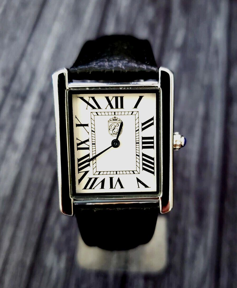 Vintage Swiss Inspired Pierre Lucerne Mens Tank Watch Black