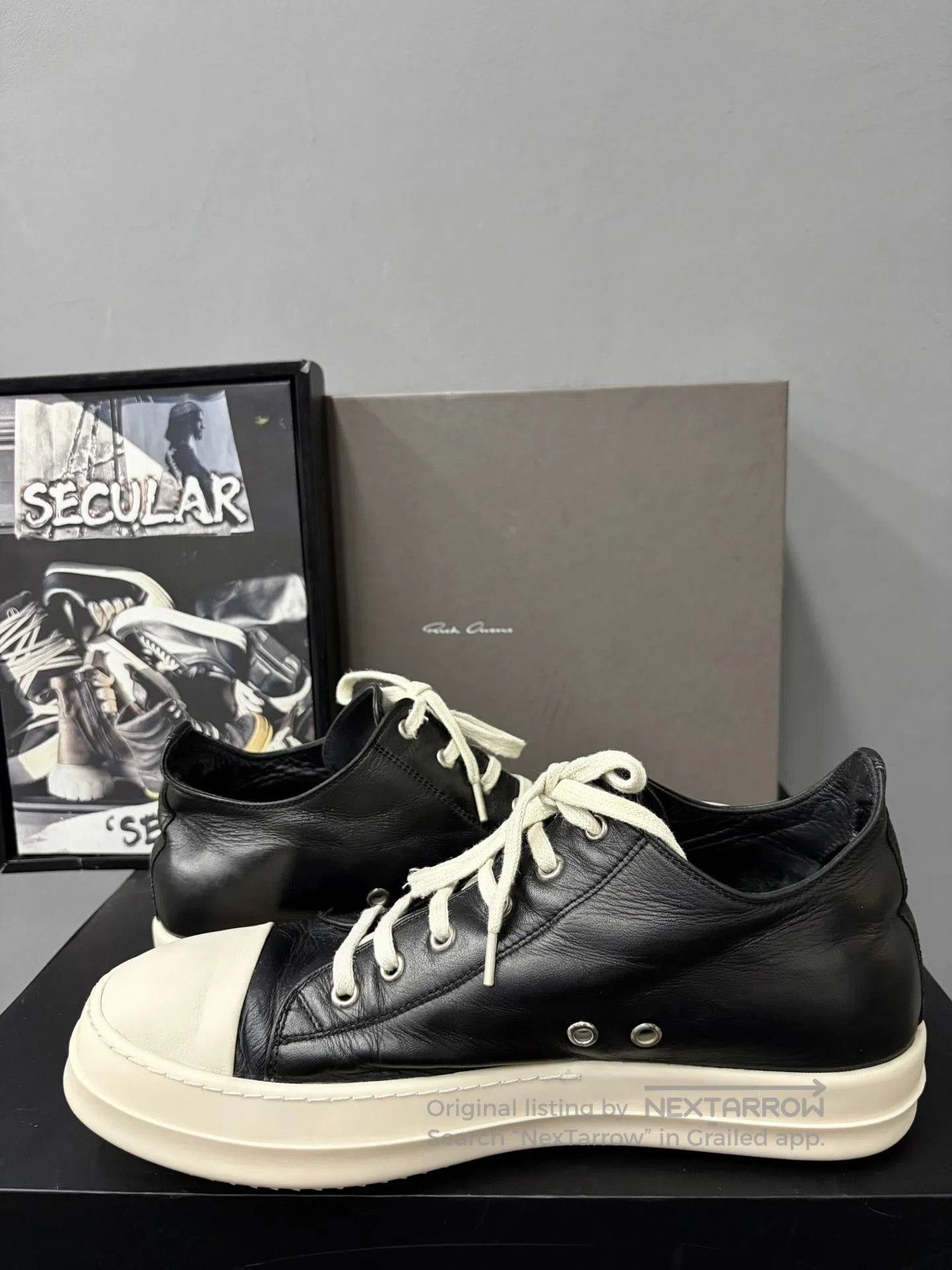 Rick Owens Rick Owens Leather Black White Low. Size US 9 / EU 42 - 5 Thumbnail