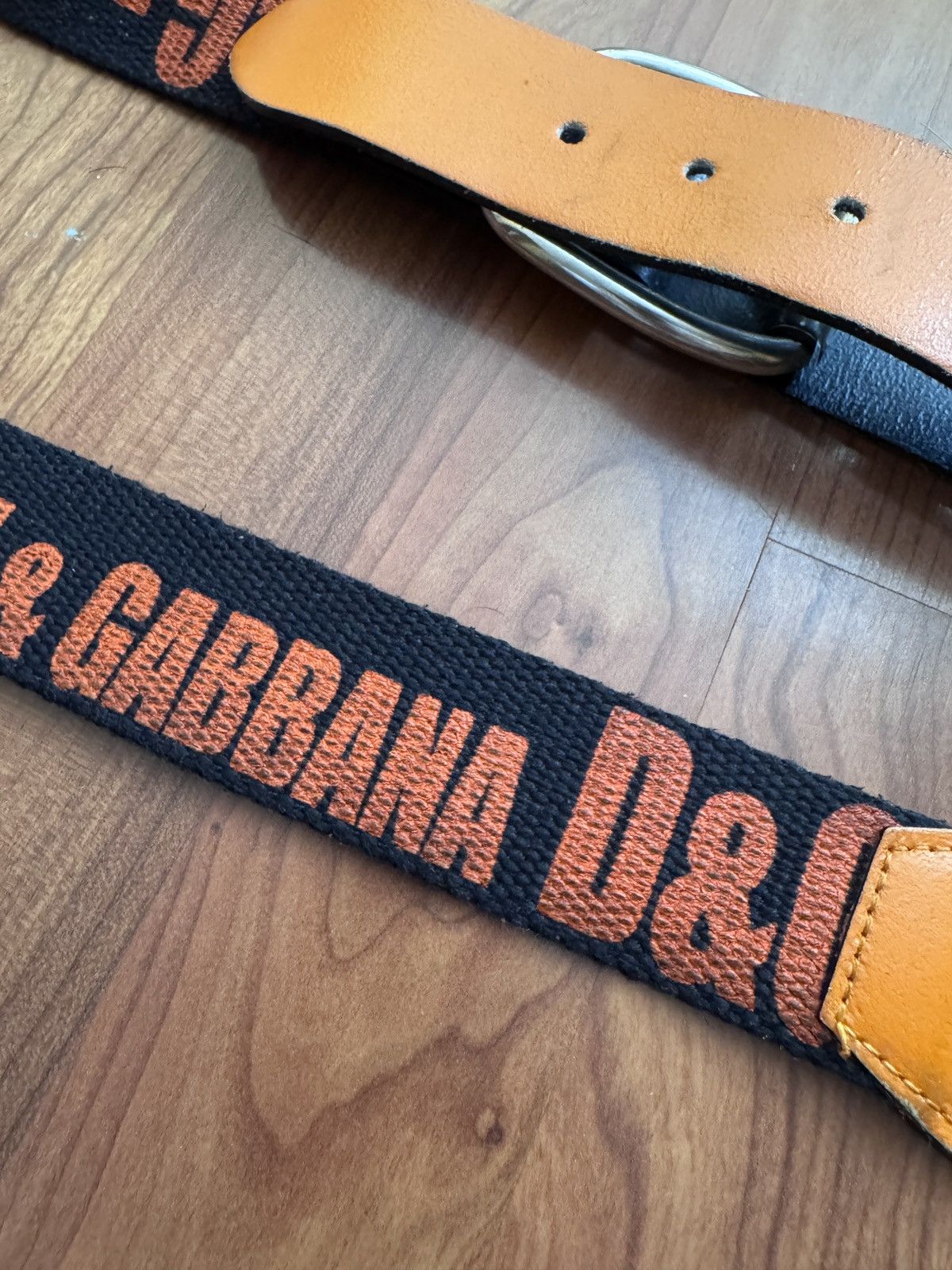 Dolce & Gabbana Vintage Dolce & Gabbana (D&G) Canvas & Leather Logo Belt Size 42 - 5 Thumbnail