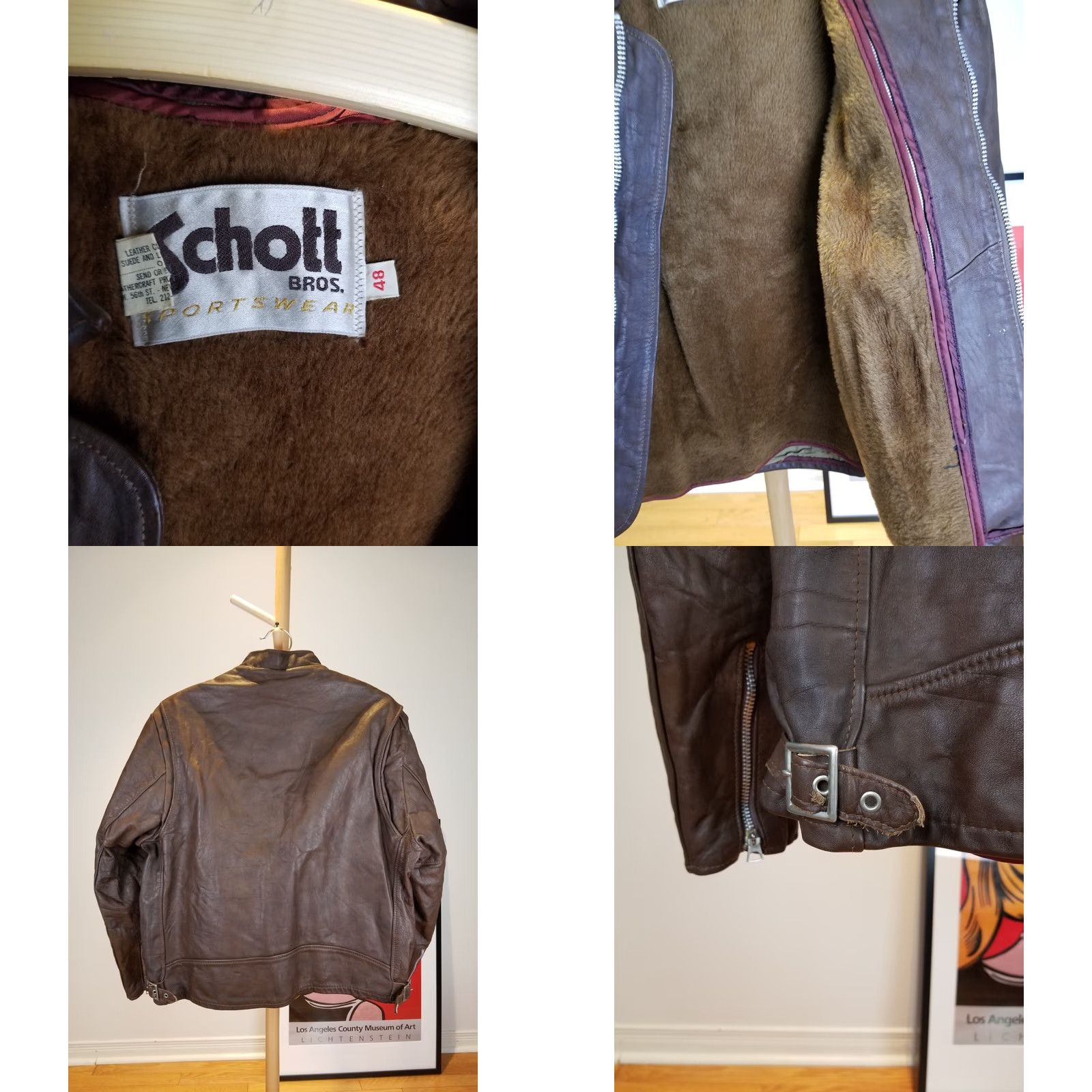 Schott VINTAGE Schott Brown Cafe Racer Motorcycle Leather Jacket SZ 48 Lined Men Jacket 70's Size US M / EU 48-50 / 2 - 8 Thumbnail