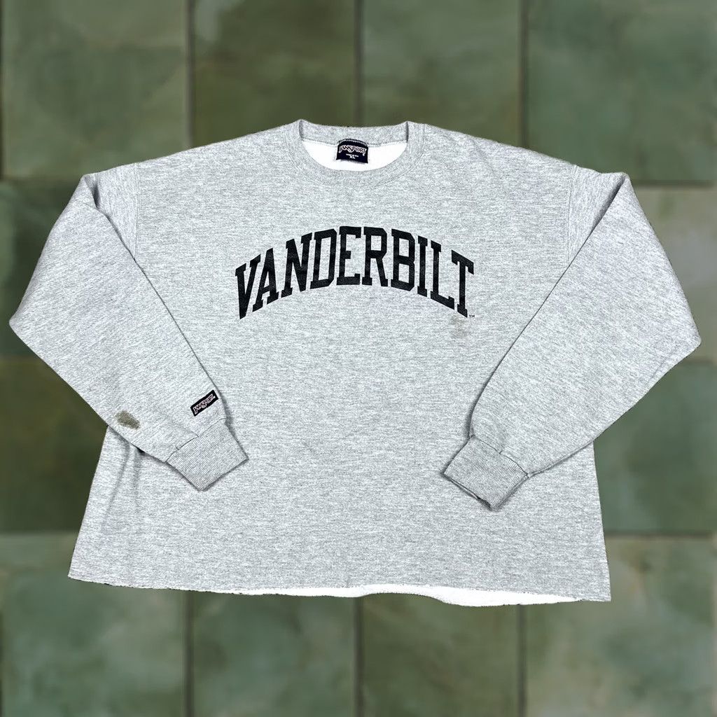 Jansport VINTAGE Jansport Vanderbilt University Gray Cropped Crewneck XL Crew Neck Sweatshirt Unisex Adults 90s Graphic Print Made USA Size XL / US 12-14 / IT 48-50 - 1 Thumbnail