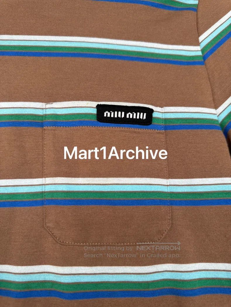 Miu Miu Miu Miu Brown Striped Short-sleeve Size US L / EU 52-54 / 3 - 3 Thumbnail