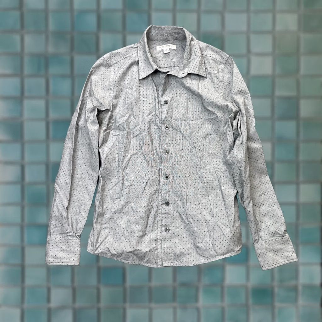 Banana Republic Banana Republic Shirt Womens 6 Gray Fitted Non-Iron Cotton Button Up Pin Dot Classic Slim Casual Workwear Size M / US 6-8 / IT 42-44 - 1 Thumbnail