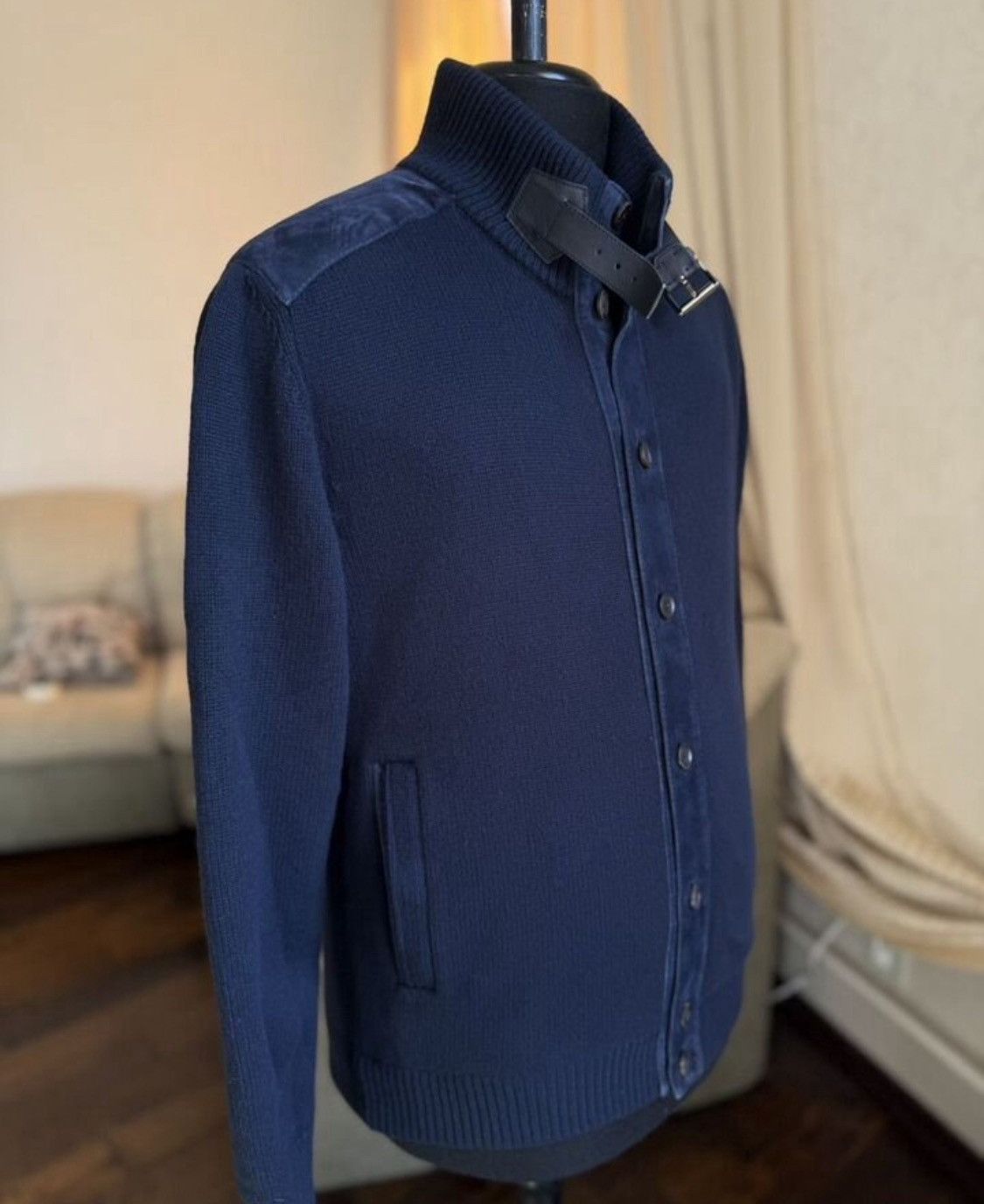 Brioni Brioni Cashmere Wool Leather Detail Cardigan Sweater Size US L / EU 52-54 / 3 - 5 Thumbnail
