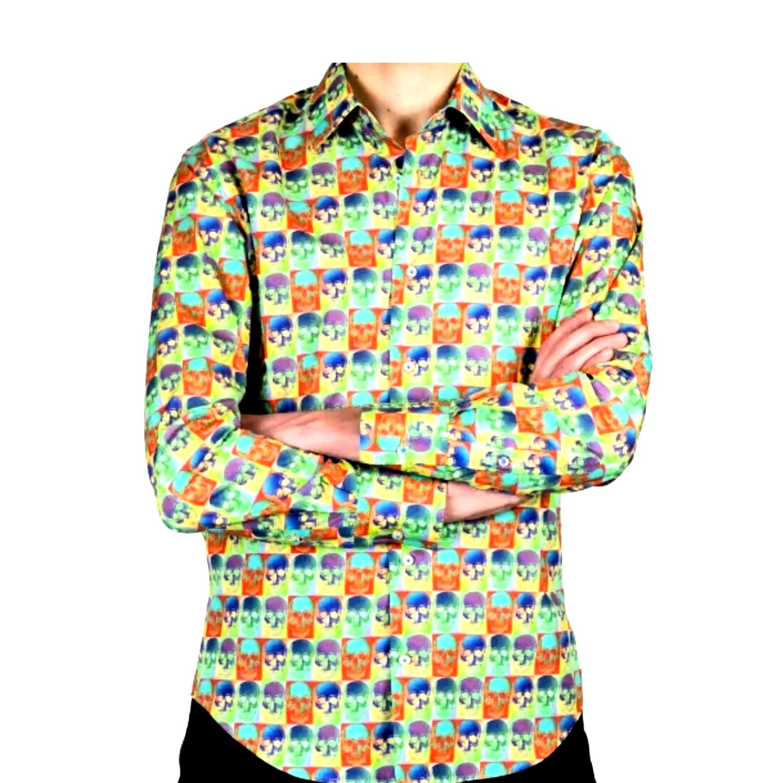 Other Coton Doux Pop Art Skull Button-Up Shirt – Size 39 / 15.5 Size US S / EU 44-46 / 1 - 6 Thumbnail