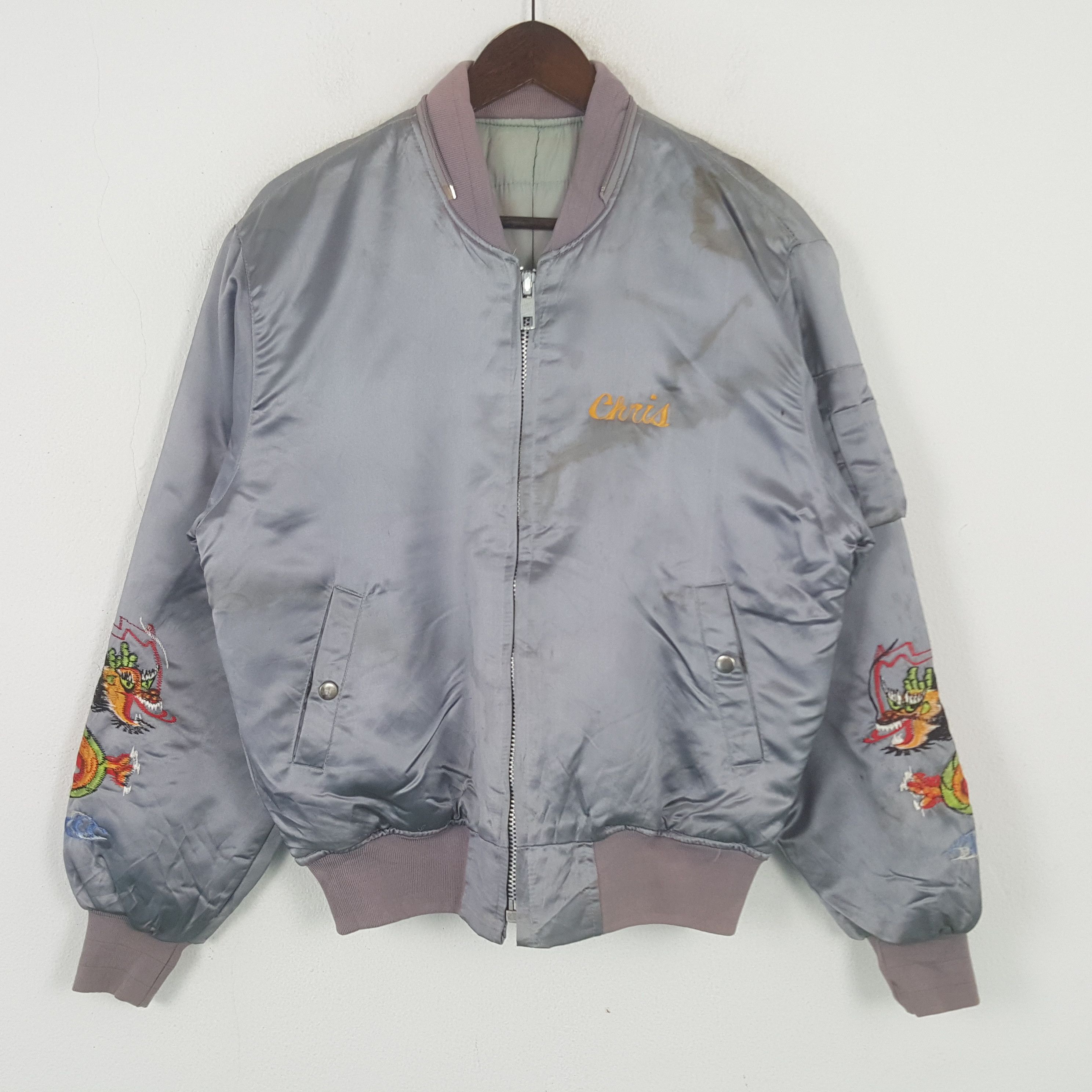 Designer Vintage Chris Team Spirit 89 Embroidered Bomber Jacket Size US M / EU 48-50 / 2 - 3 Thumbnail