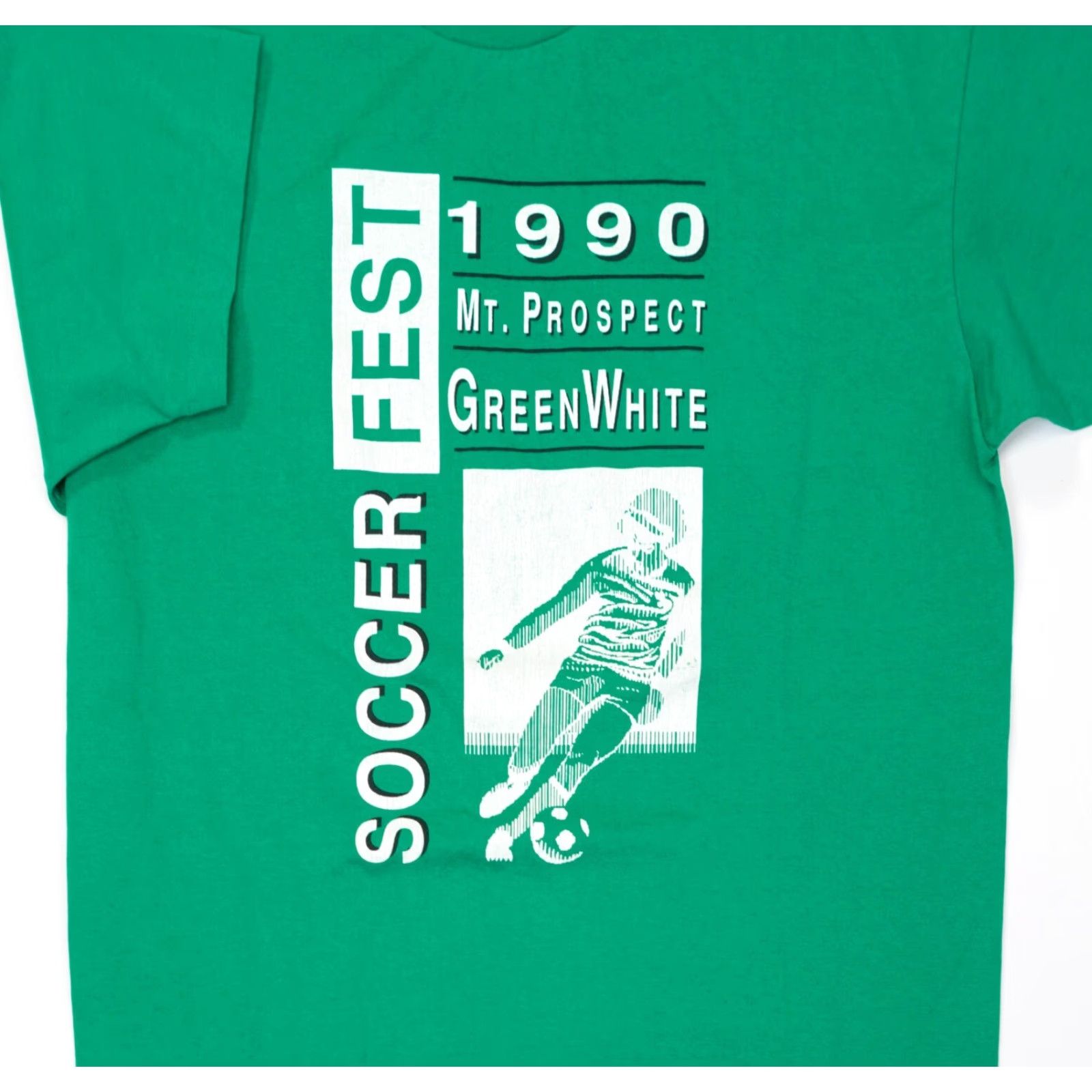 Hanes VINTAGE Hanes T-Shirt Men XL Green 90s Soccer Fest Crew Neck Short Sleeve 1990s Sports Logo MT Prospect Size US XL / EU 56 / 4 - 3 Thumbnail