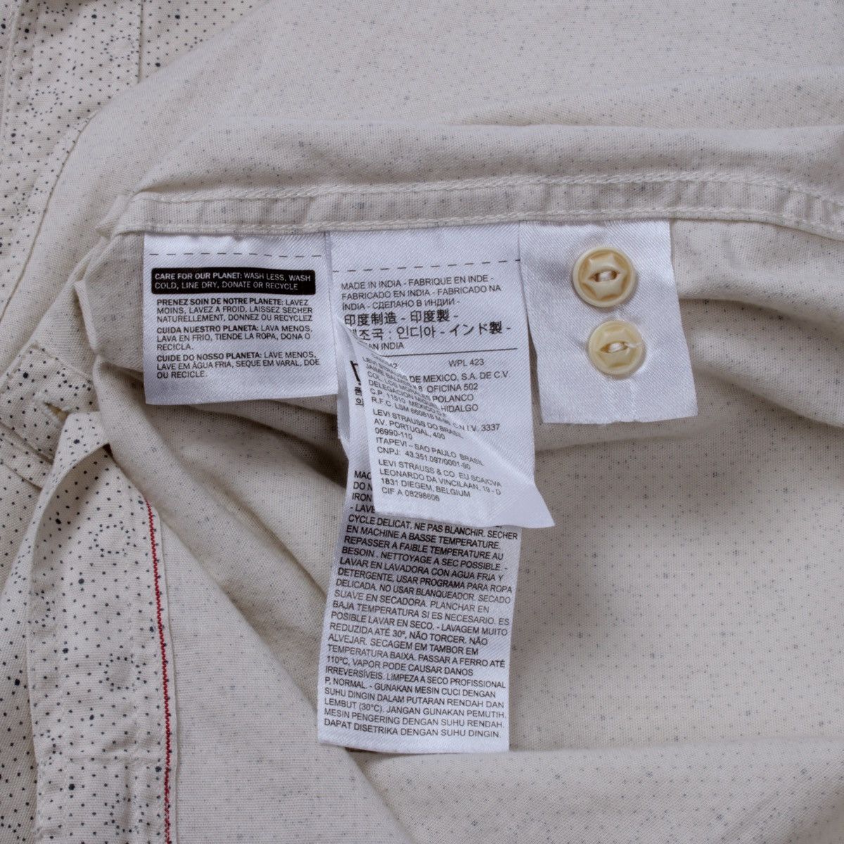 Levi's LEVIS Selvedge Cream Geometric Polkadot Long Sleeve Shirt Size US S / EU 44-46 / 1 - 21 Thumbnail