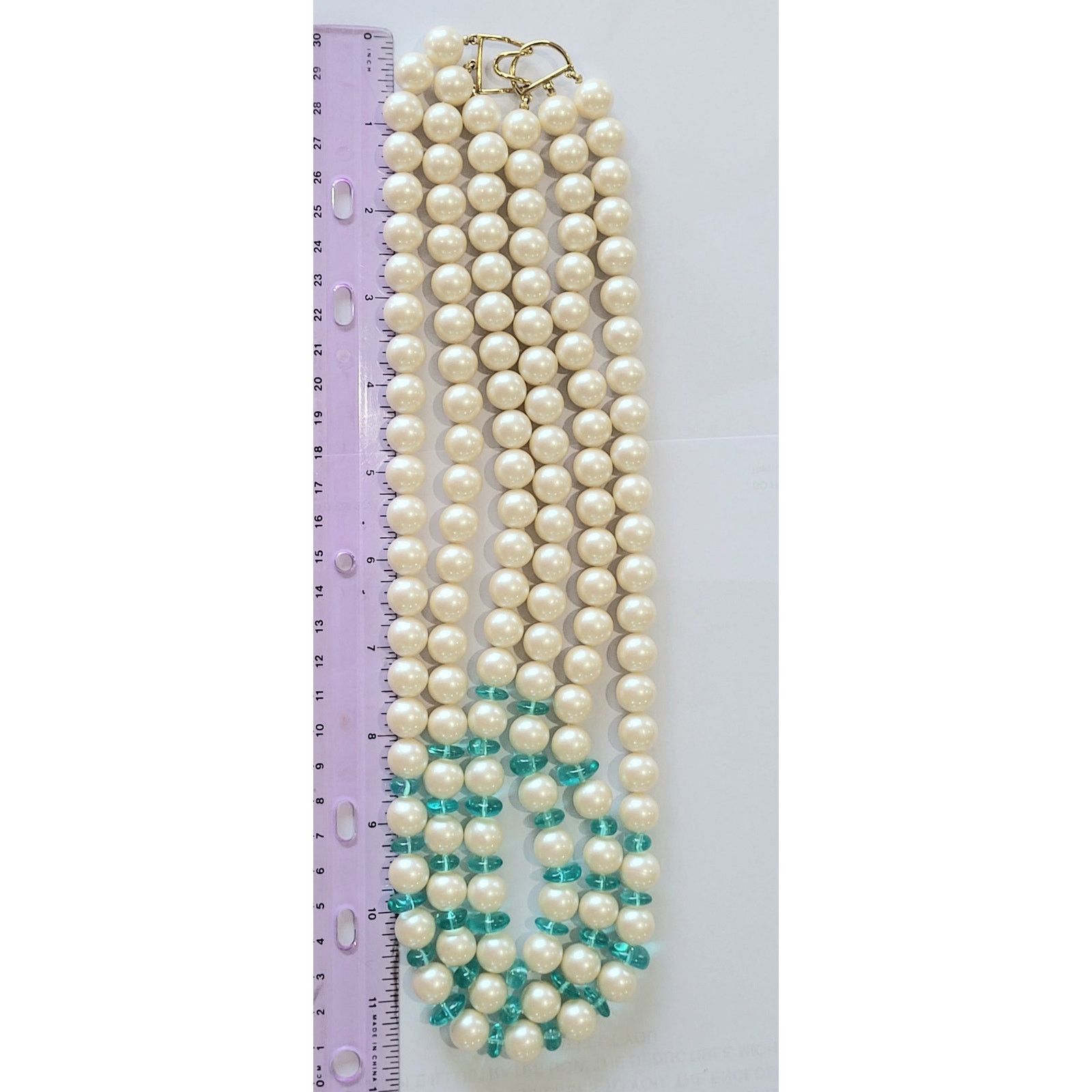 Monet Monet Necklace Vintage Signed Faux Pearl & Turquoise Size ONE SIZE - 3 Thumbnail