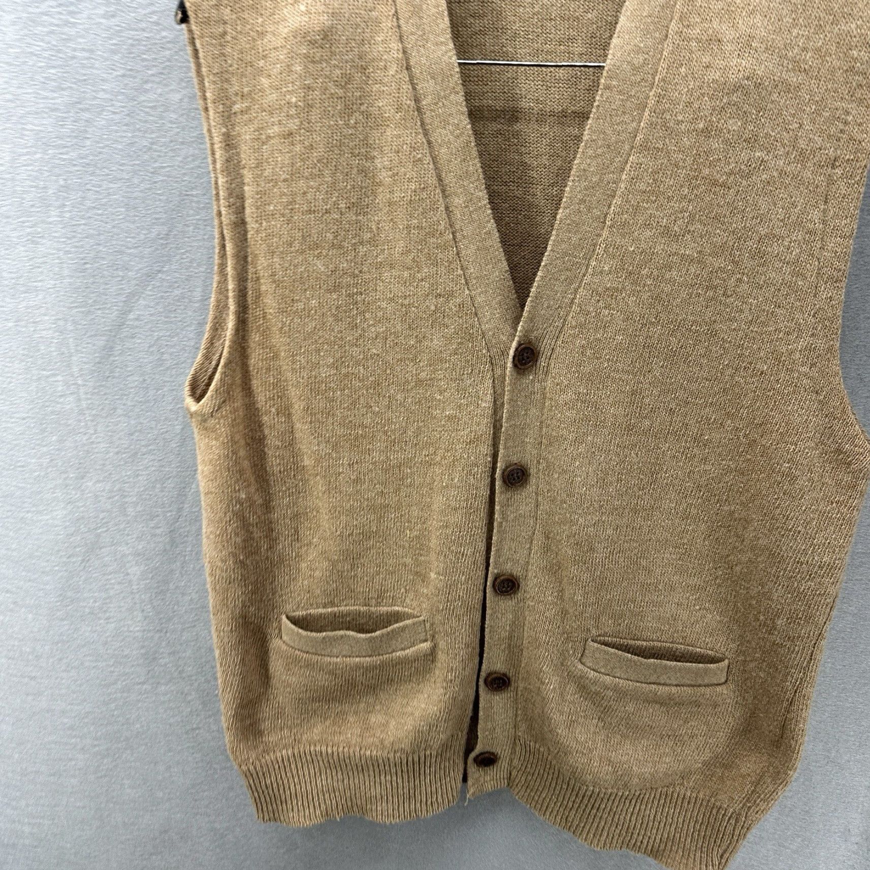 Vintage VINTAGE Campus Vest Mens Large Brown Wool Button Front 80s Knit V-Neck Sleeveless Sweater Mens Large Brown 80s Vest Size US L / EU 52-54 / 3 - 3 Thumbnail