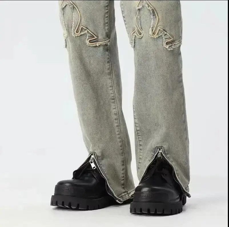 Japanese Brand Patchwork streetwear, vintage blue jeans Size US 32 / EU 48 - 6 Thumbnail