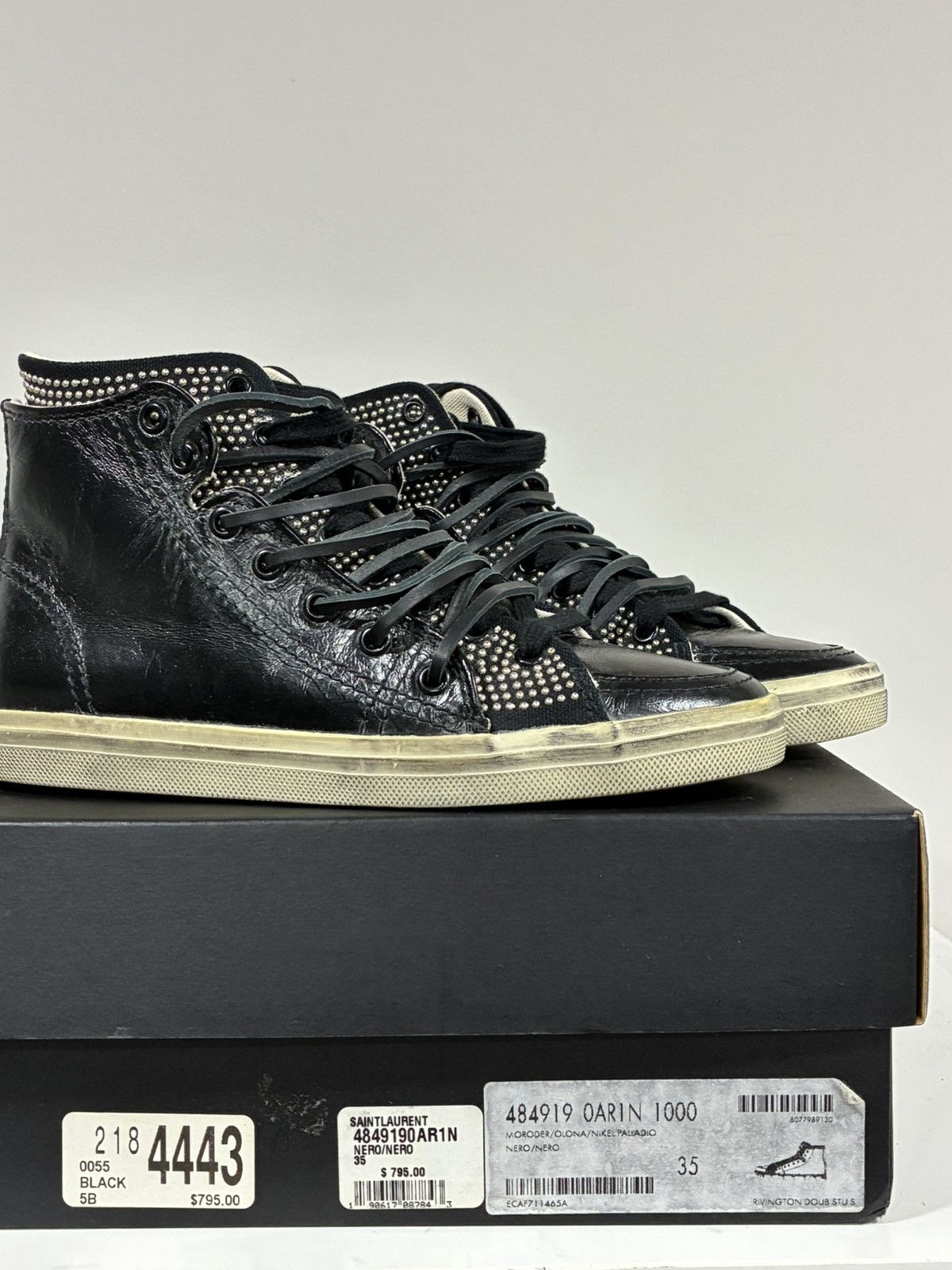 Saint Laurent Paris Double Studded High Top Sneaker EU 35 USA 5 Size US 5 / IT 35 - 6 Thumbnail