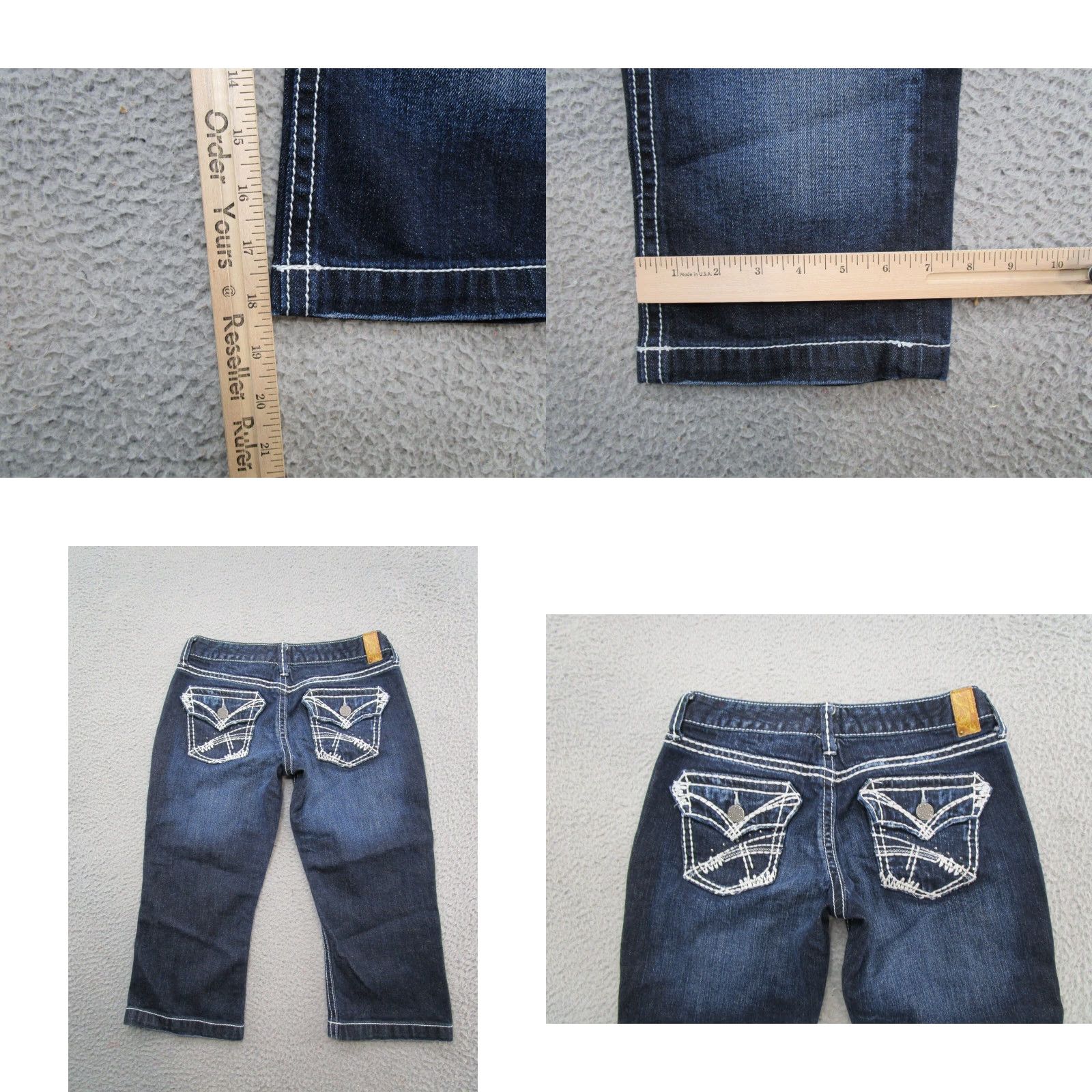 Vintage Maurices Y2K Women's Denim Capri Jeans Dark Wash Stretch Size 4 Blue Capri Jeans Womens Size 27" / US 4 / IT 40 - 8 Thumbnail