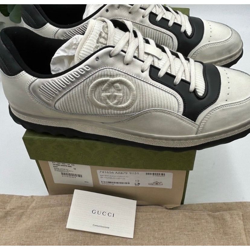 Gucci Men's Gucci Mac 80 distressed leather sneakers size 12 Size US 12.5 / EU 45-46 - 11 Thumbnail
