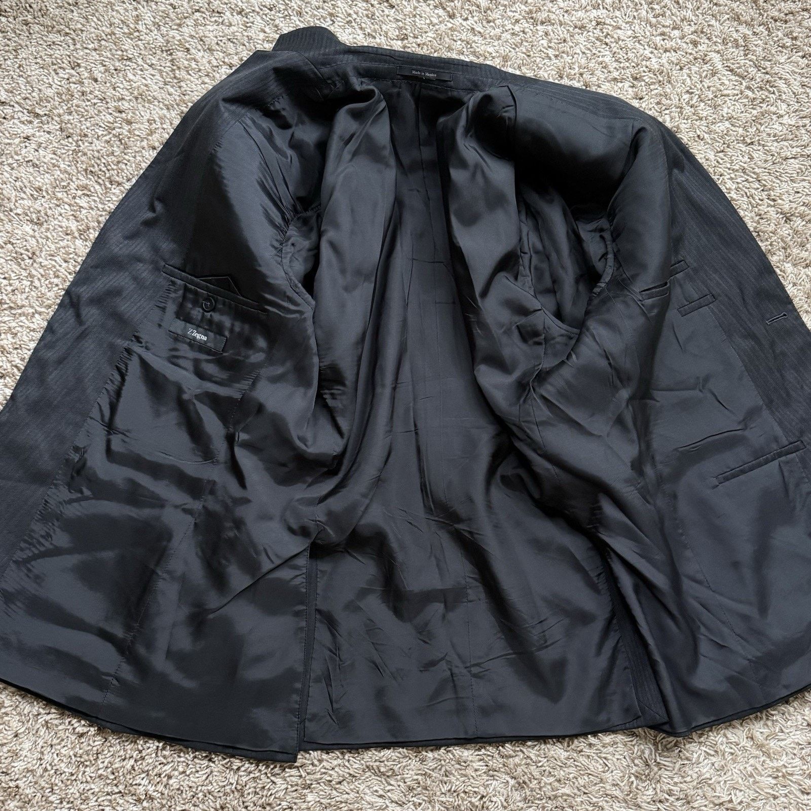 Ermenegildo Zegna × Z Zegna Z Zegna Black Striped Wool And Rayon Suit Jacket City Blazer Size 40R - 4 Thumbnail