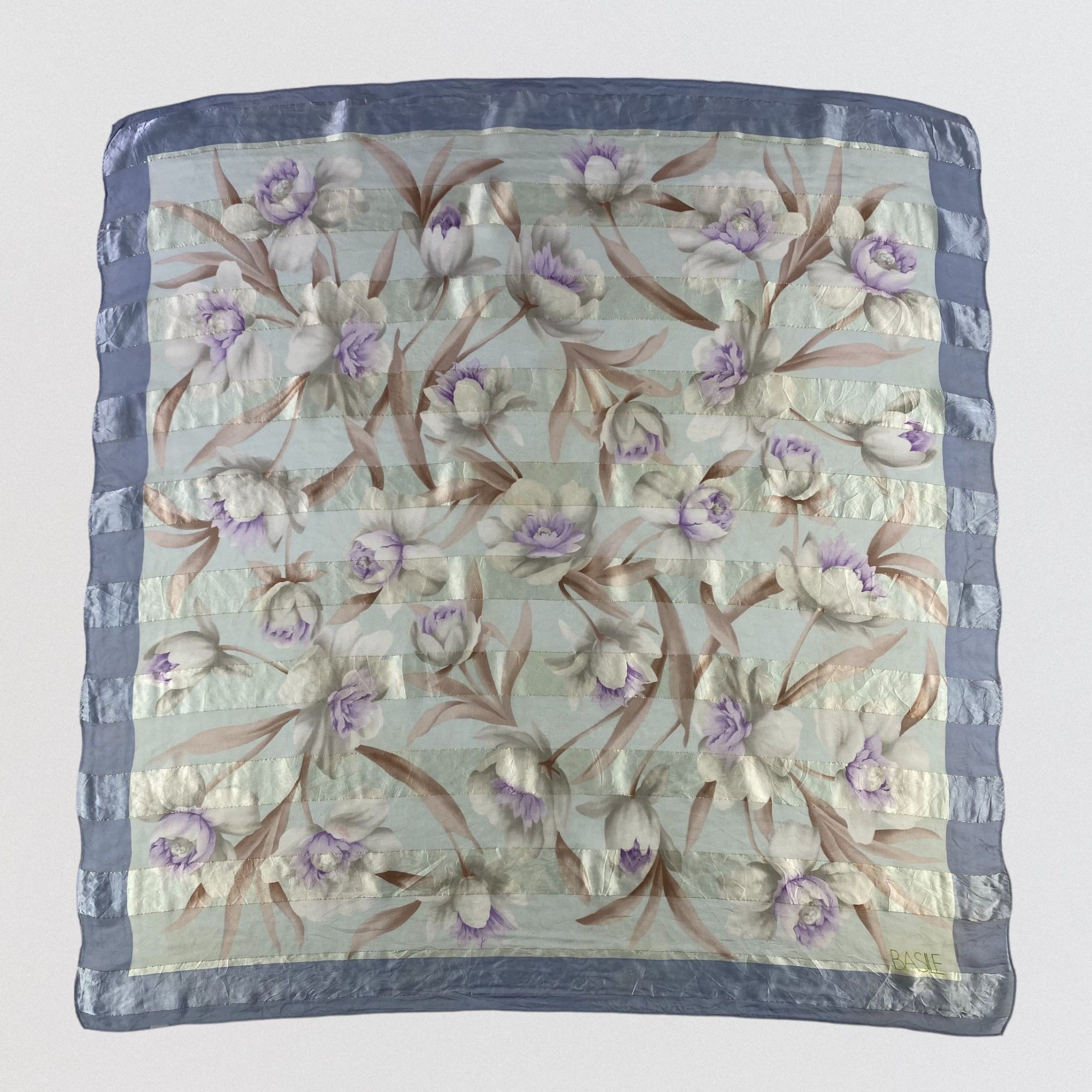 Japanese Brand × Vintage Vintage Japanese Brand Silk Scarf Hand Rolled Floral SS061 Size ONE SIZE - 1 Thumbnail