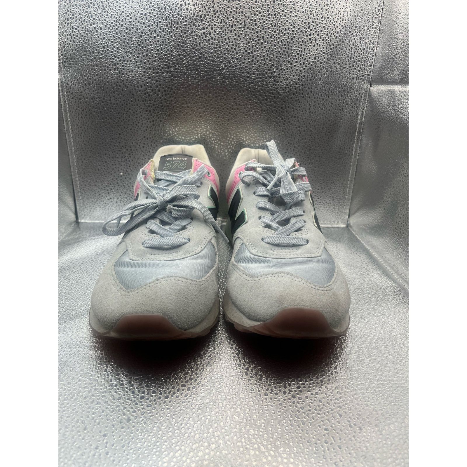 Womens New Balance 574 SAT Silver Green Pink Sneakers 11