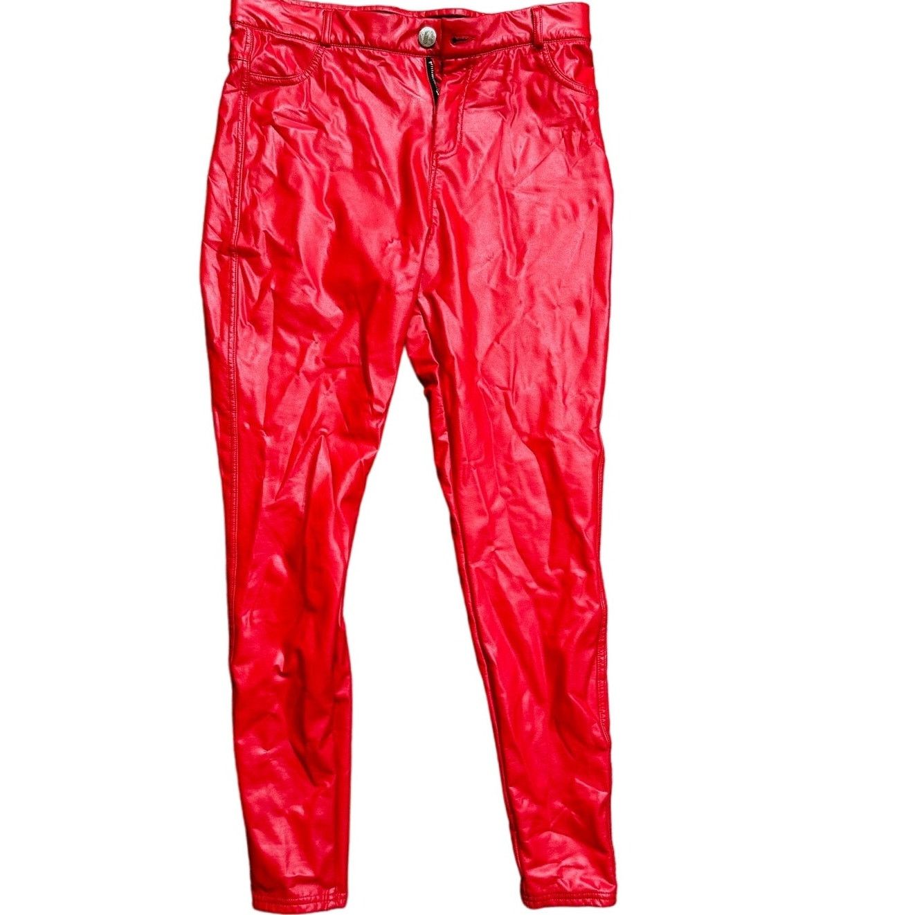 Other Womens Red Pleather Faux Leather Pants Size 28x27 Size 28" / US 6 / IT 42 - 1 Thumbnail