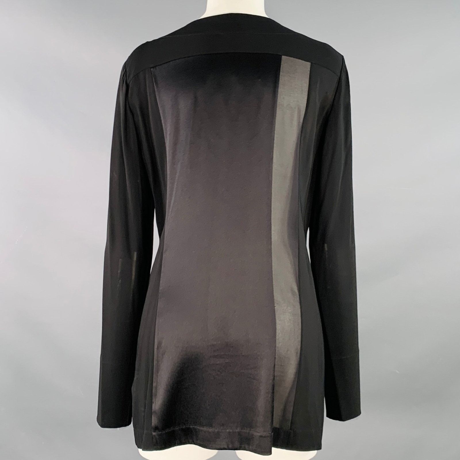 Donna Karan Black Cream Viscose Blend Mixed Materials Hidden Buttons Size M / US 6-8 / IT 42-44 - 3 Thumbnail