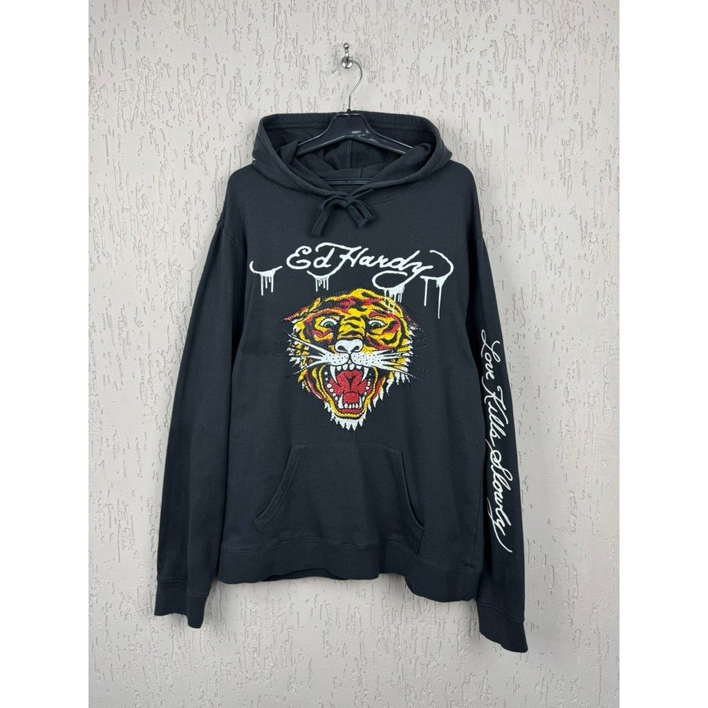 Ed Hardy Don Ed Hardy Rhinestone Tiger Black Hoodie Gray Size Large Y Size US L / EU 52-54 / 3 - 1 Thumbnail
