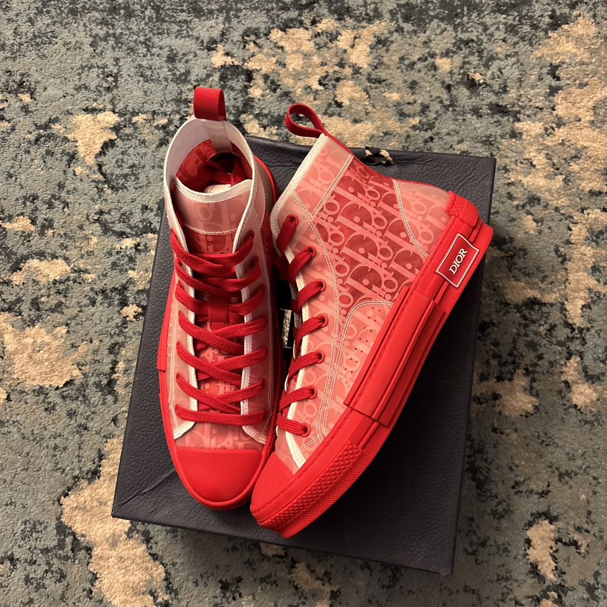 Dior Dior B23 Red Oblique High Top Sneaker Size 42 9US Brand New Size US 9 / EU 42 - 1 Thumbnail