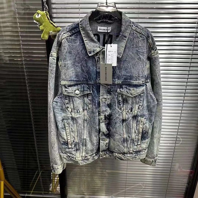 Balenciaga Balenciaga water ripple back embroidered logo denim jacket- Size US XS / EU 42 / 0 - 2 Thumbnail