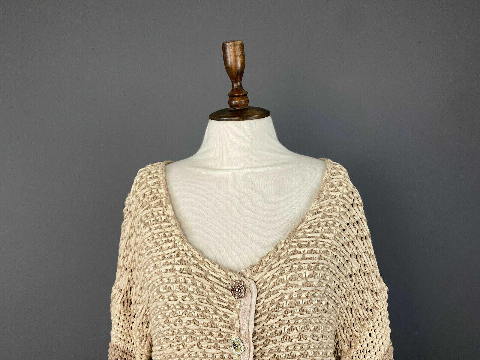 Designer Elisa Cavaletti Beige Desiged Cardigan Sweater Size 1 / S Size M / US 6-8 / IT 42-44 - 2 Thumbnail