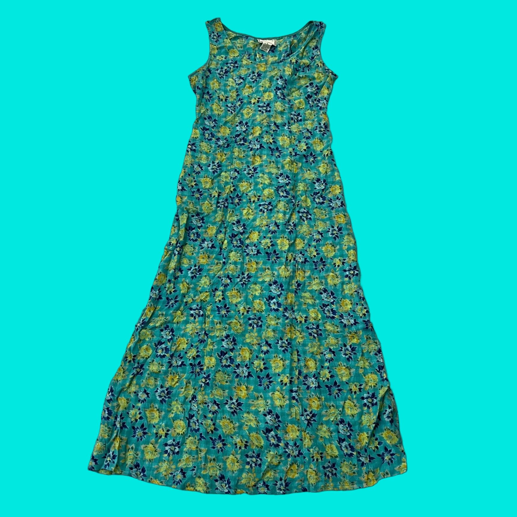VINTAGE April Cornell Women's Maxi Slip Dress Casual Party Travel Blue  Floral S Rayon