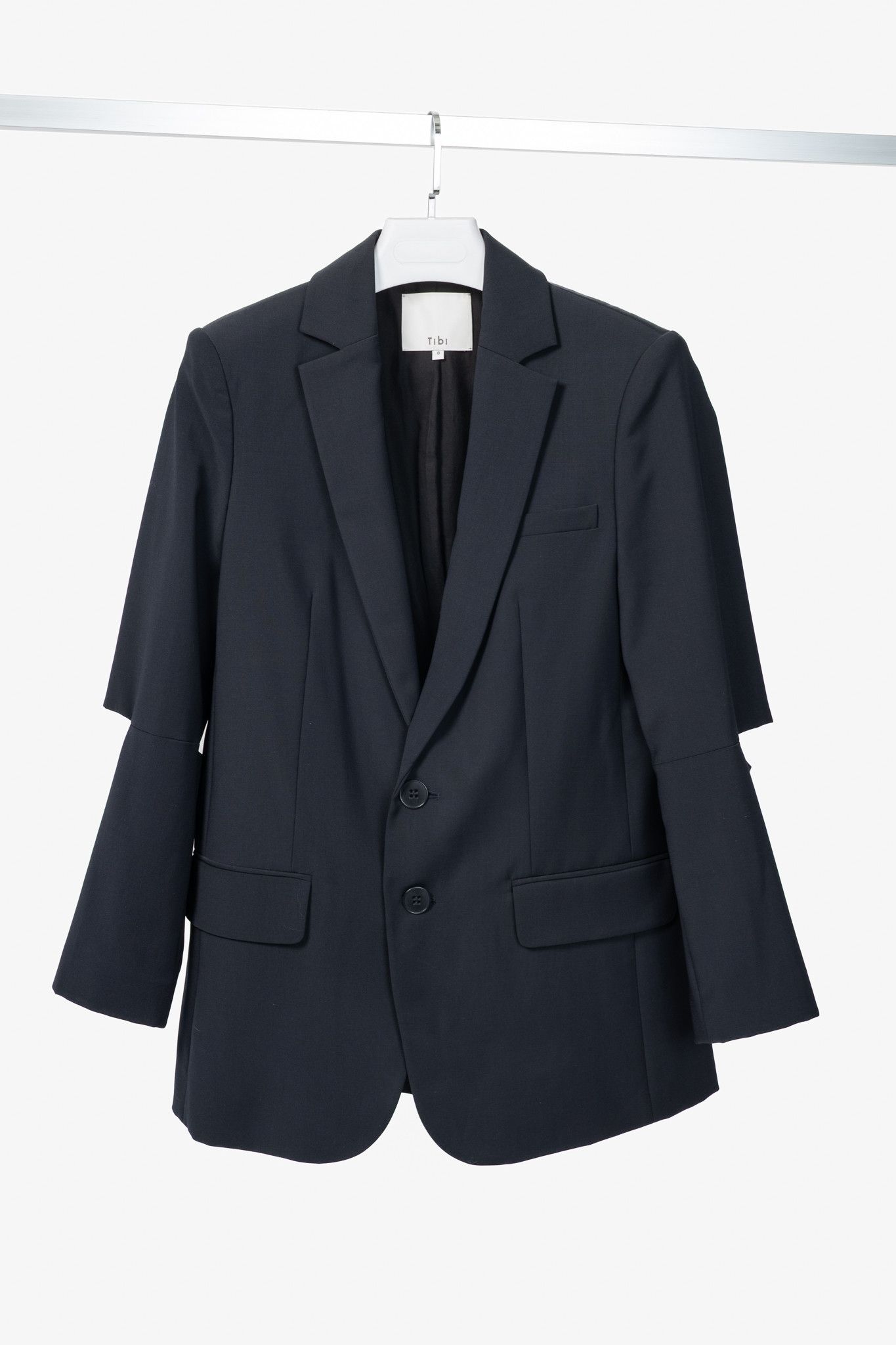Tibi Tibi Marlon Navy Tropical-Wool Cutout-Sleeve Blazer Size M / US 6-8 / IT 42-44 - 1 Thumbnail