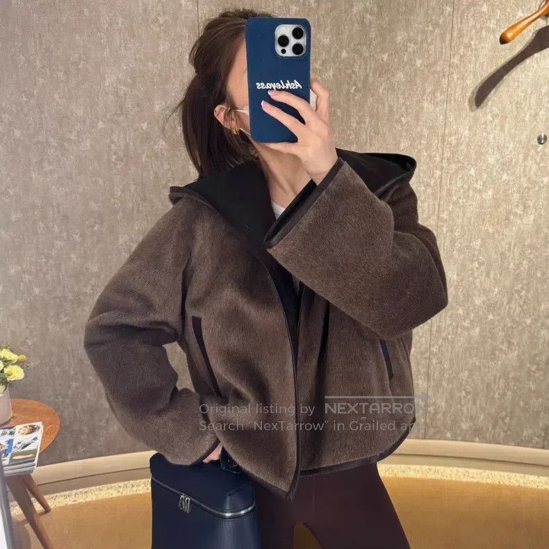 Hermes Hermes Brown alpaca wool hooded cotton coat Size XXS / US 00 / IT 34 - 1 Thumbnail