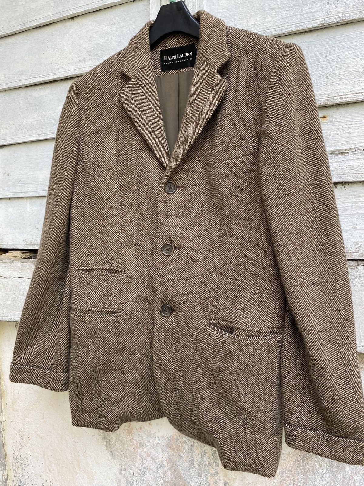 Ralph Lauren × Vintage Vintage Ralph Lauren Dark Brown Herringbone Jacket Size US S / EU 44-46 / 1 - 2 Thumbnail