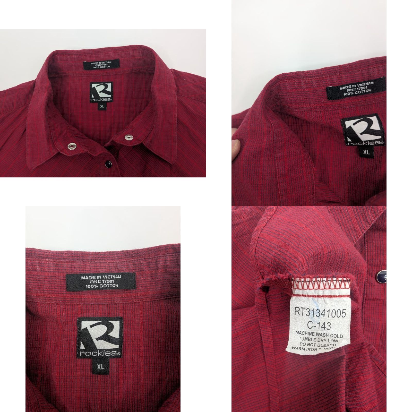 Vintage VINTAGE Rockies Shirt XL Red Plaid Pearl Snap Long Sleeve Cotton Western 90s Womens Size XL / US 12-14 / IT 48-50 - 8 Thumbnail