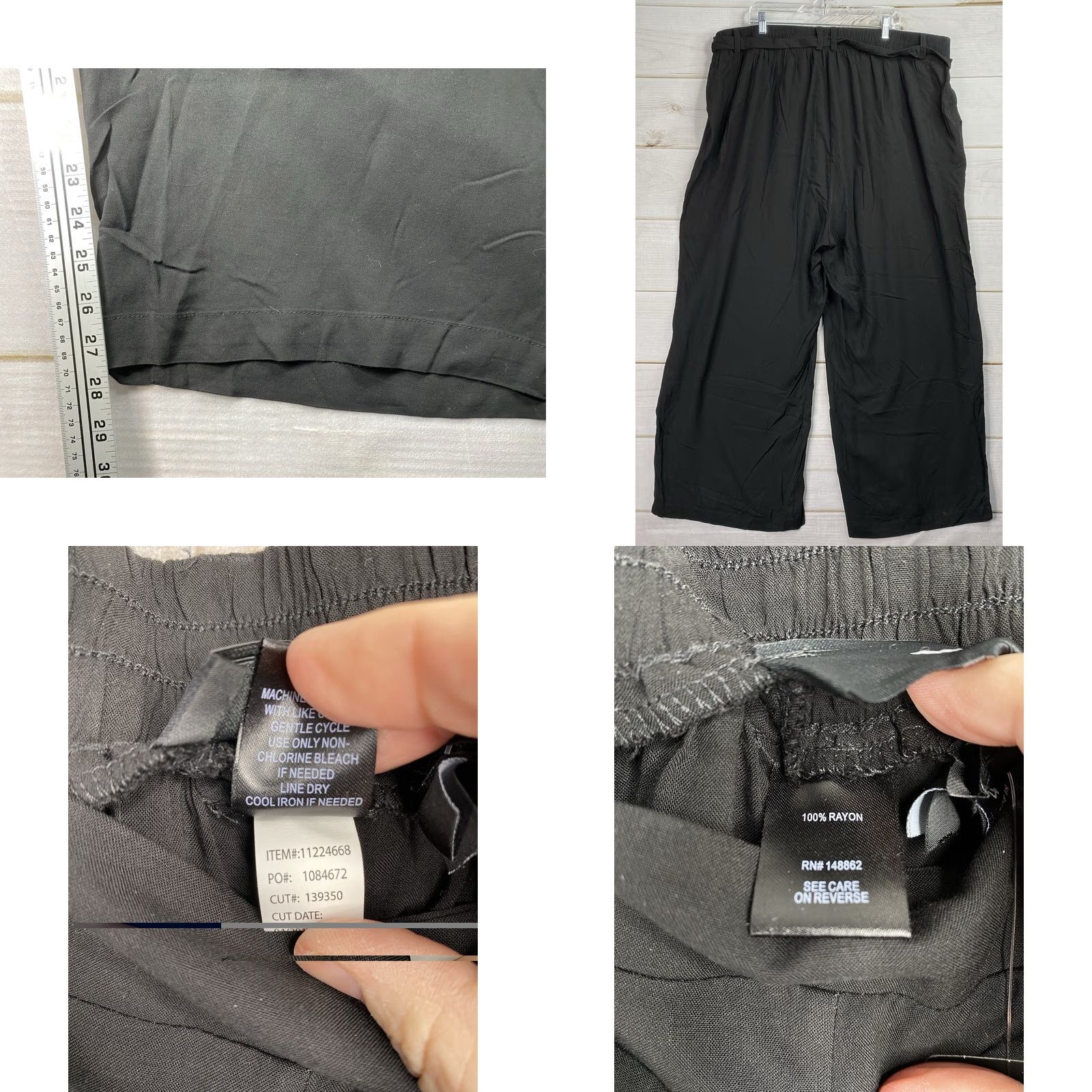 Torrid Torrid Pants Belted Black 4X Wide Leg Pull-On Relaxed High Rise Rayon Chiffon Winter Spring Summer Fall Adults Womens Pants Size 40" / US 18 - 8 Thumbnail