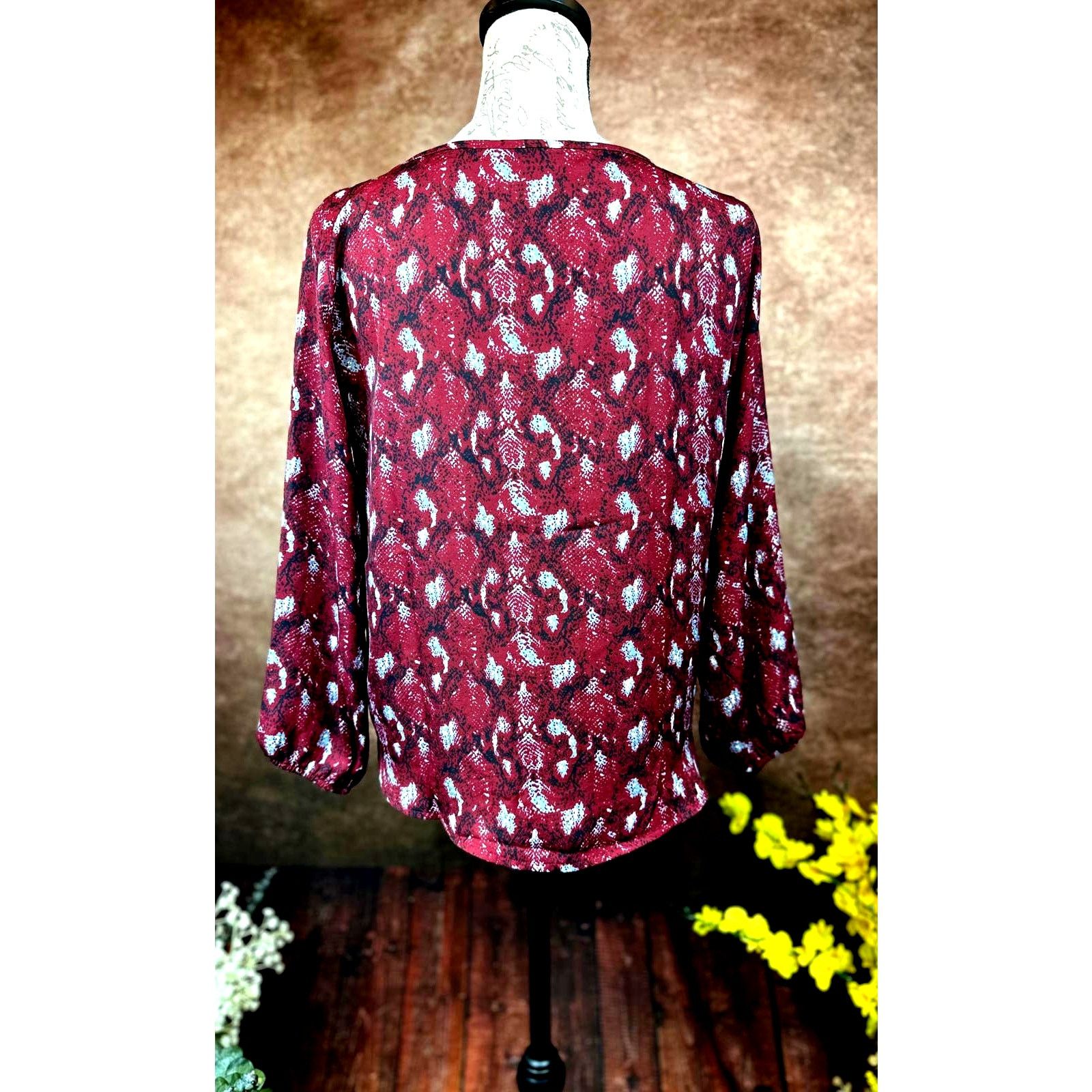 Other West Kei Veronica Tie Front Blouse Burgundy Snake size S Size S / US 4 / IT 40 - 10 Thumbnail