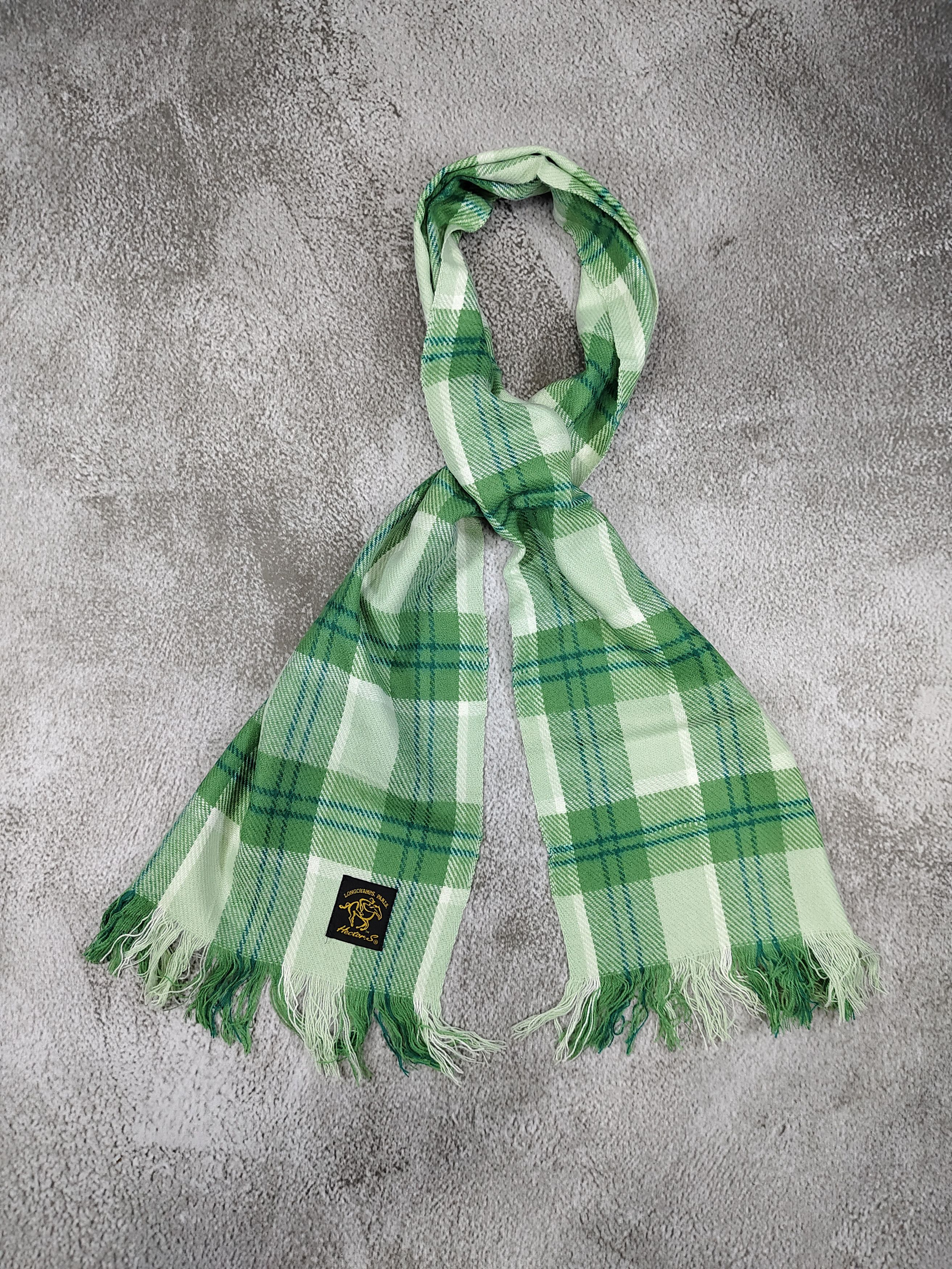 Longchamp 90s Longchamp Hector S Paris Tartan Fringe Wool Scarf Size ONE SIZE - 1 Thumbnail